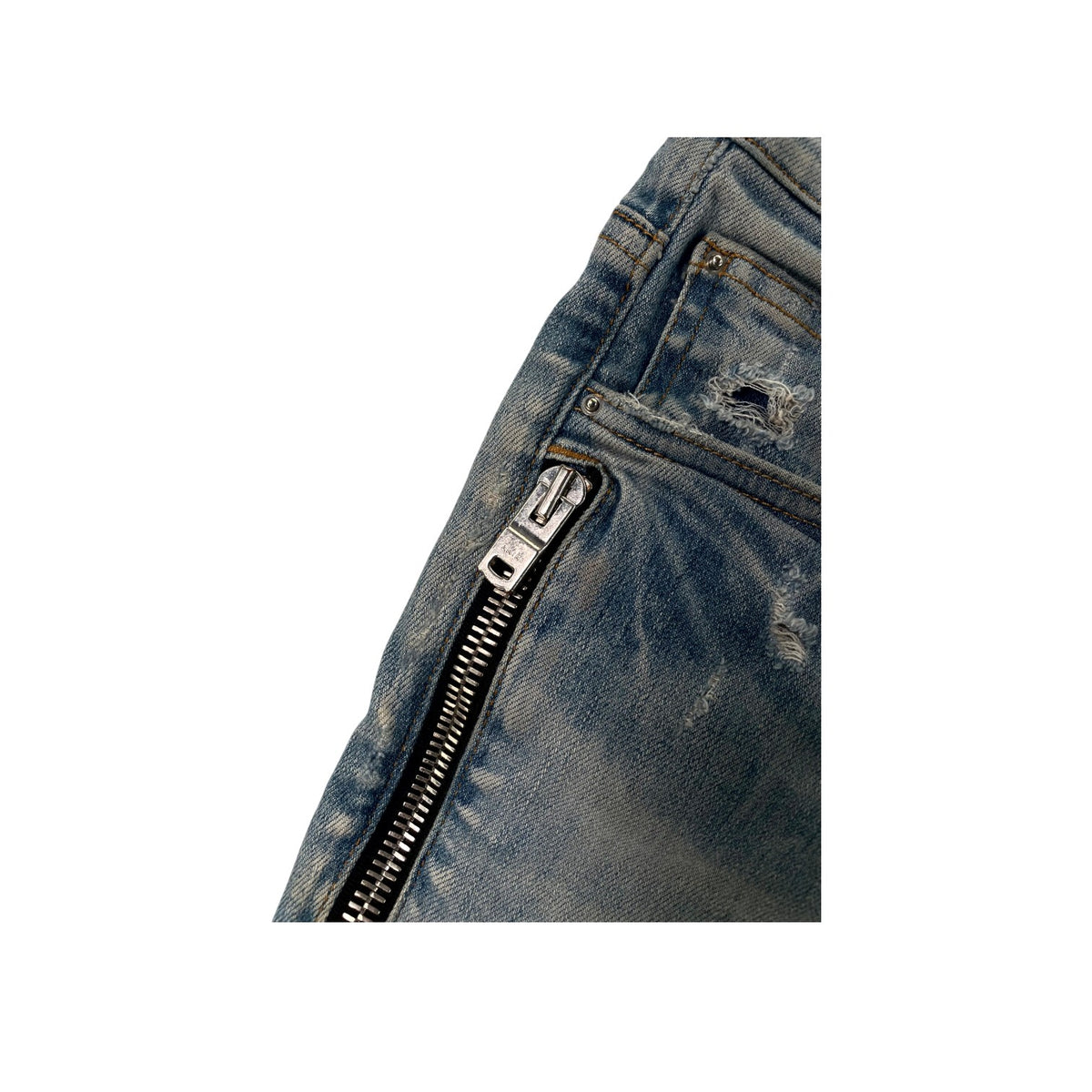 Amiri "MX2" Plaid Patch Light Wash, Black & Blue Jeans