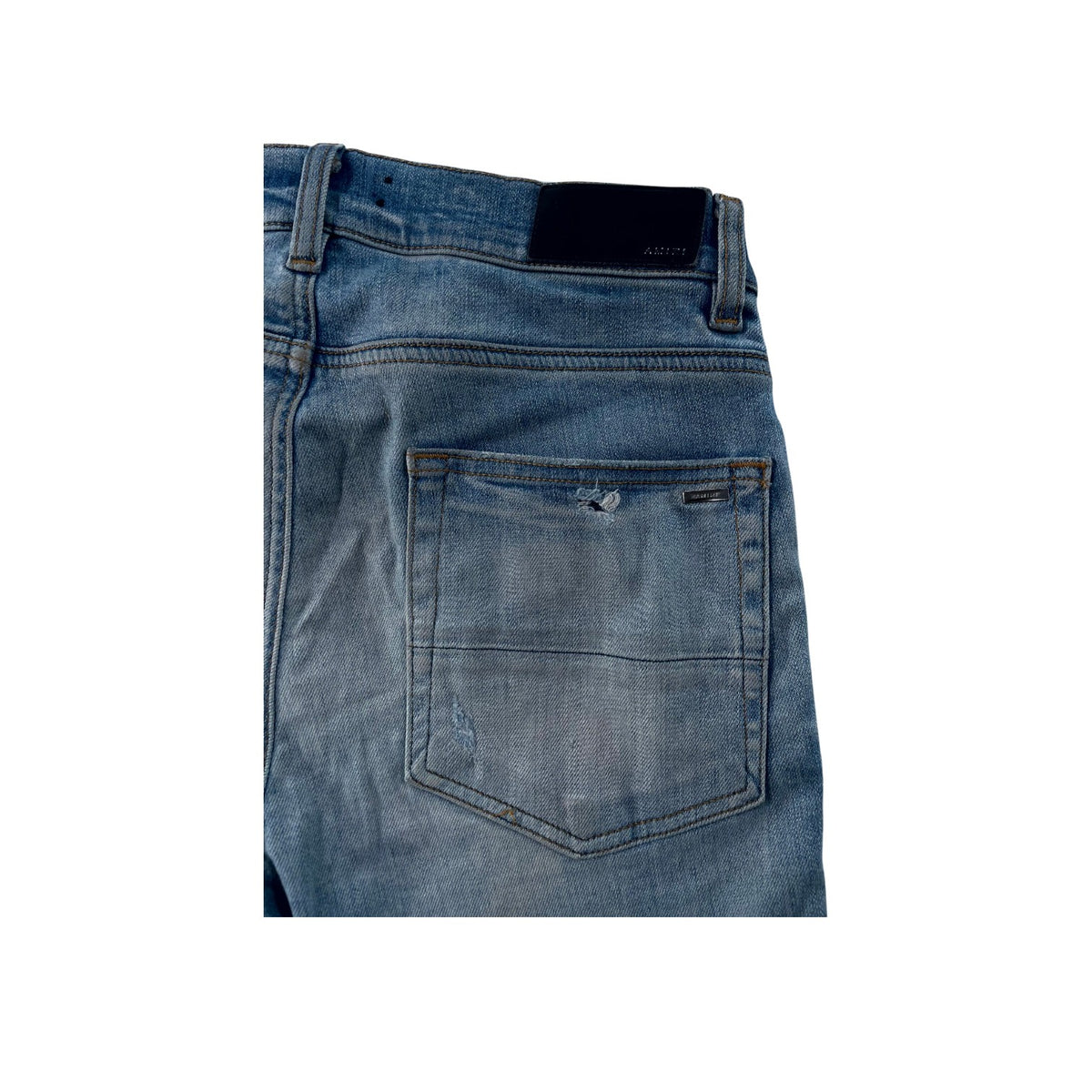 Amiri "MX2" Plaid Patch Light Wash, Black & Blue Jeans
