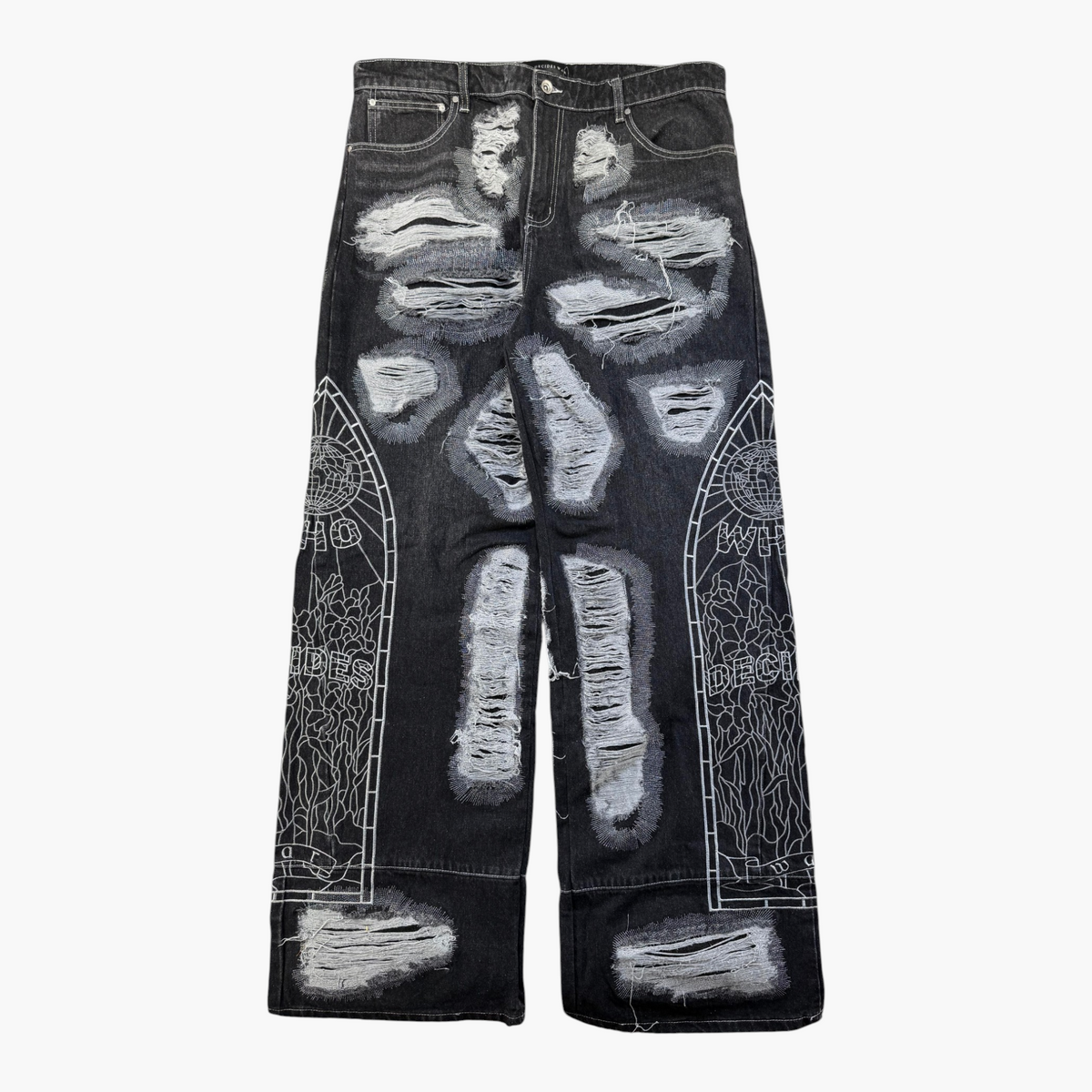 Who Decides War Cowboy Side Logo Black Jeans