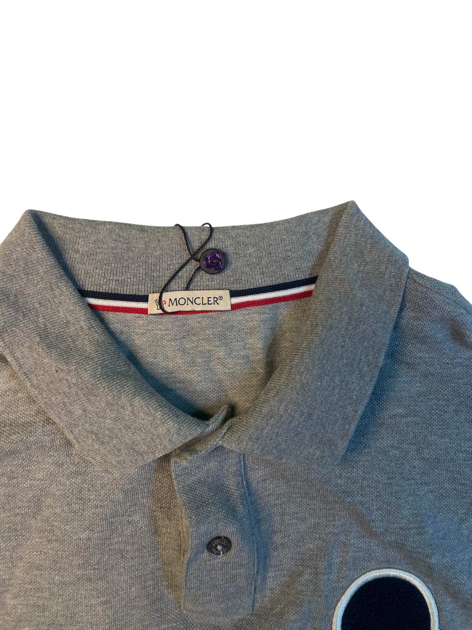 Moncler 'Patch' Grey Polo