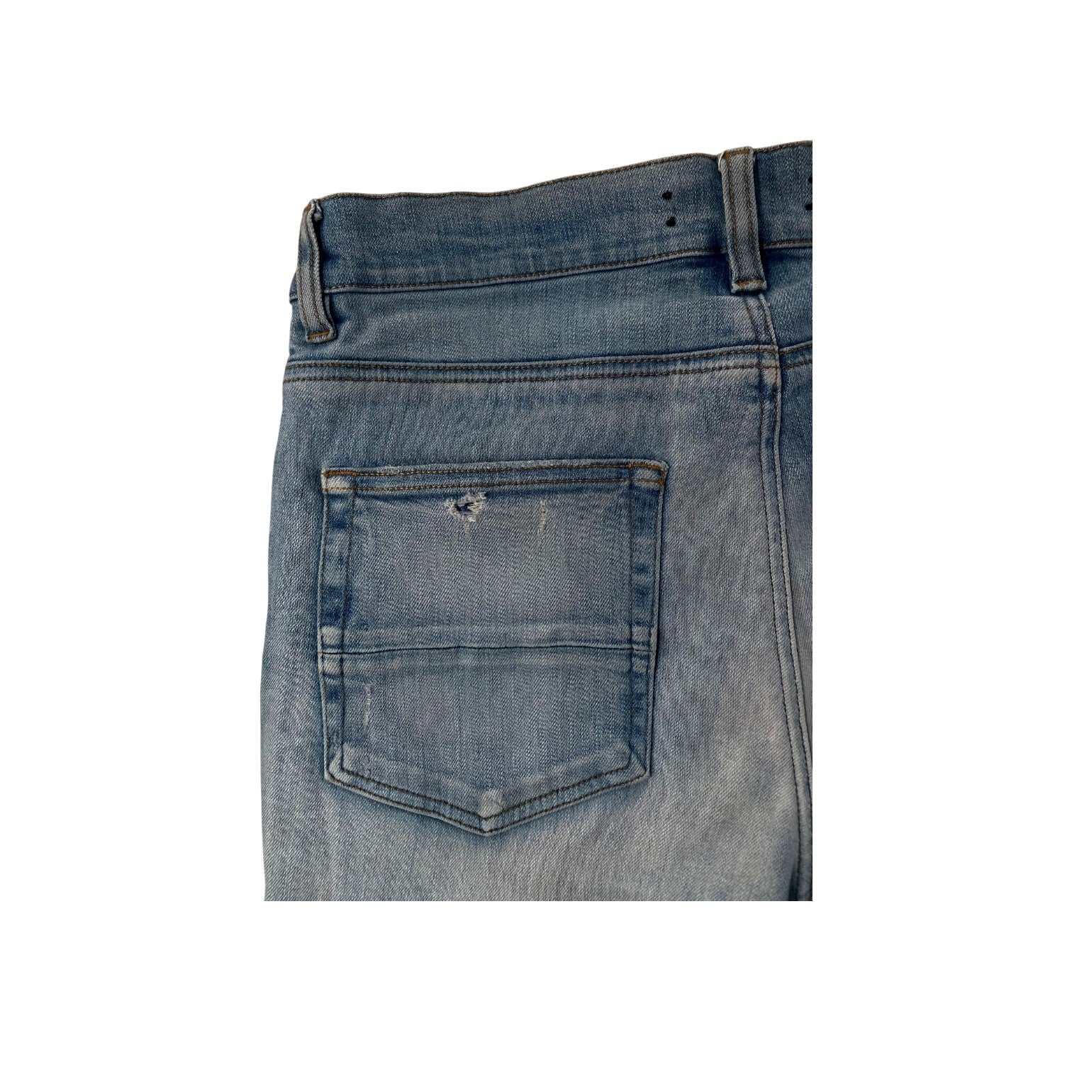 Amiri Light Wash Rainbow Paisley Thrasher Patch Jeans