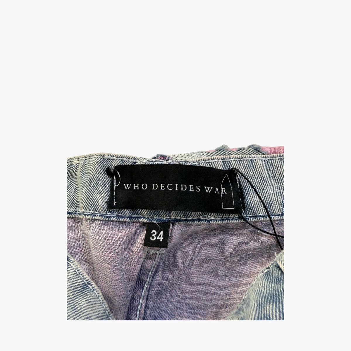 Who Decides War Pink & Red Patchwork Light Wash Jeans