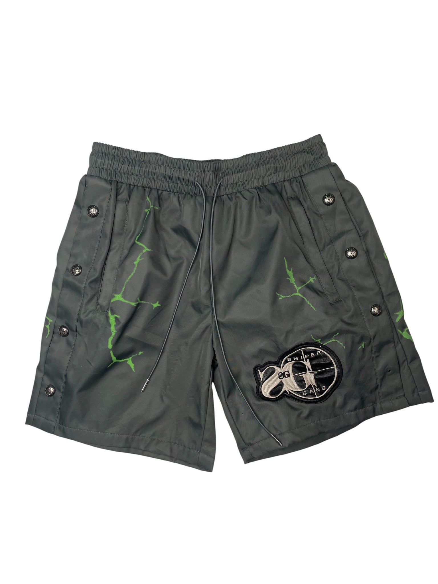 Triple Sevens 7 Grey & Green Nylon Shorts
