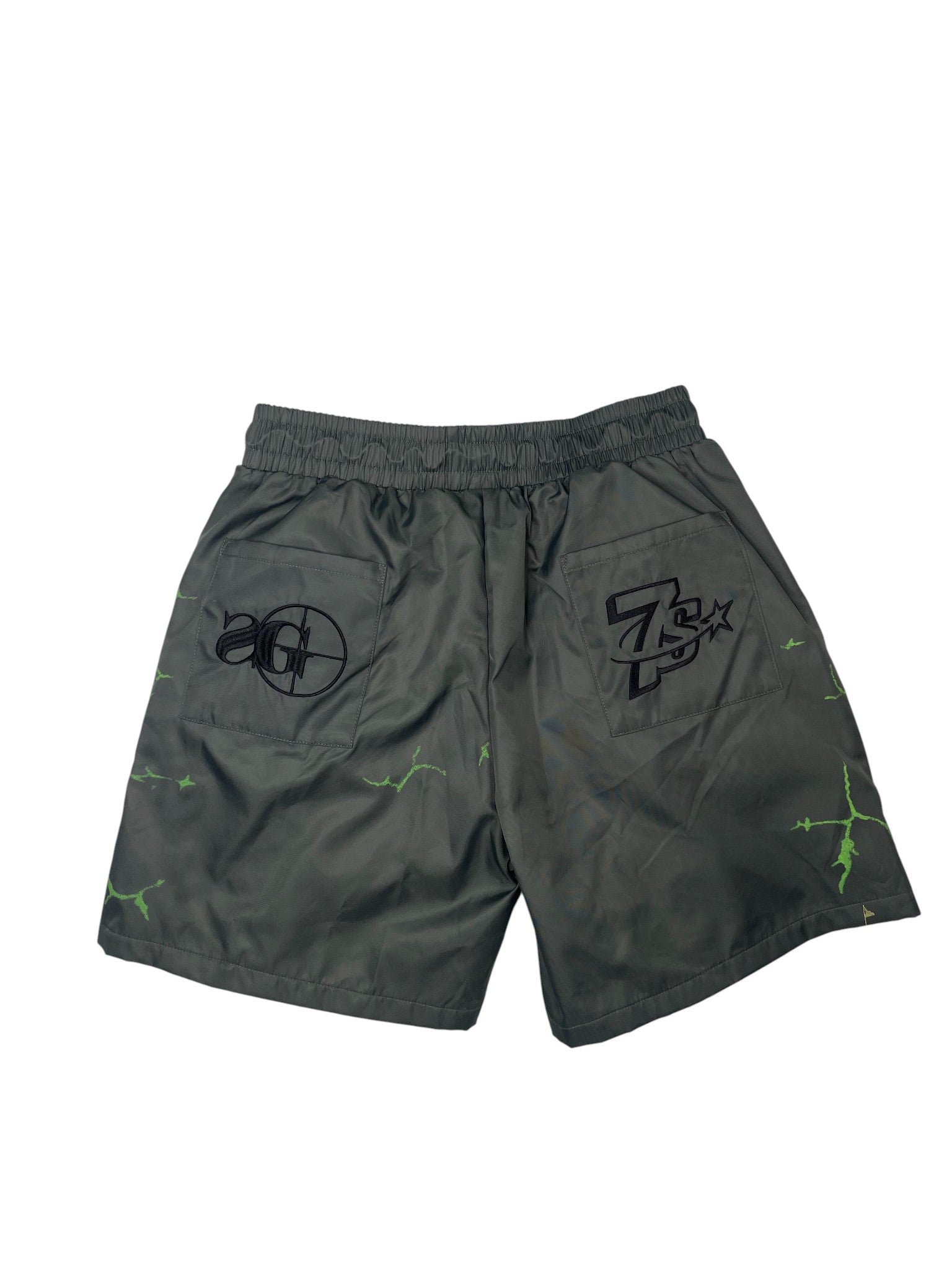 Triple Sevens 7 Grey & Green Nylon Shorts