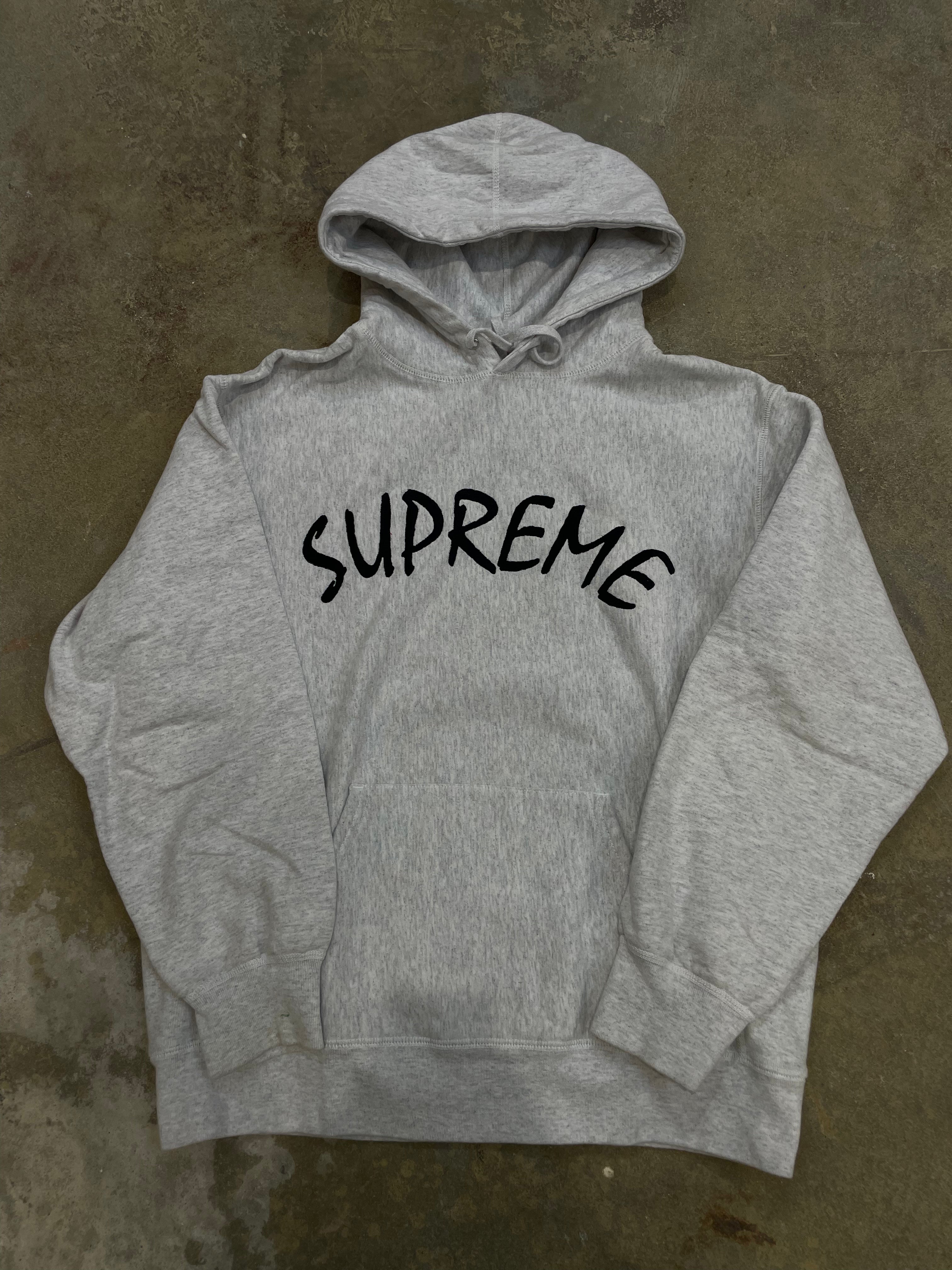 Supreme Hoodie Grey Black Grafitti Used Medium