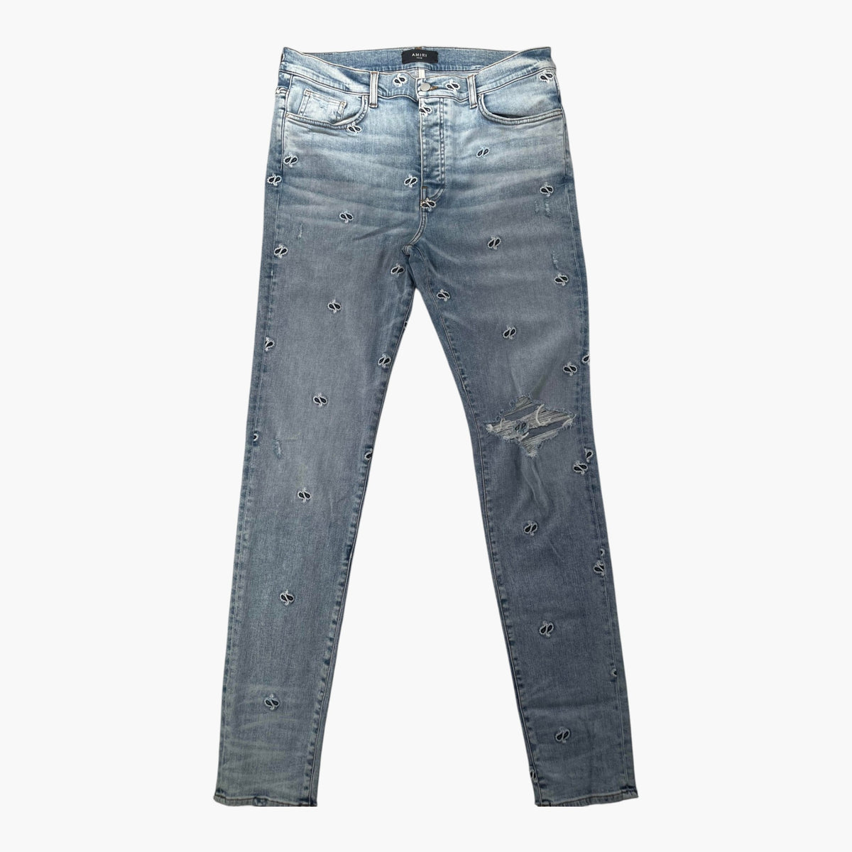 Amiri Paisley Monogram Light Wash Jeans