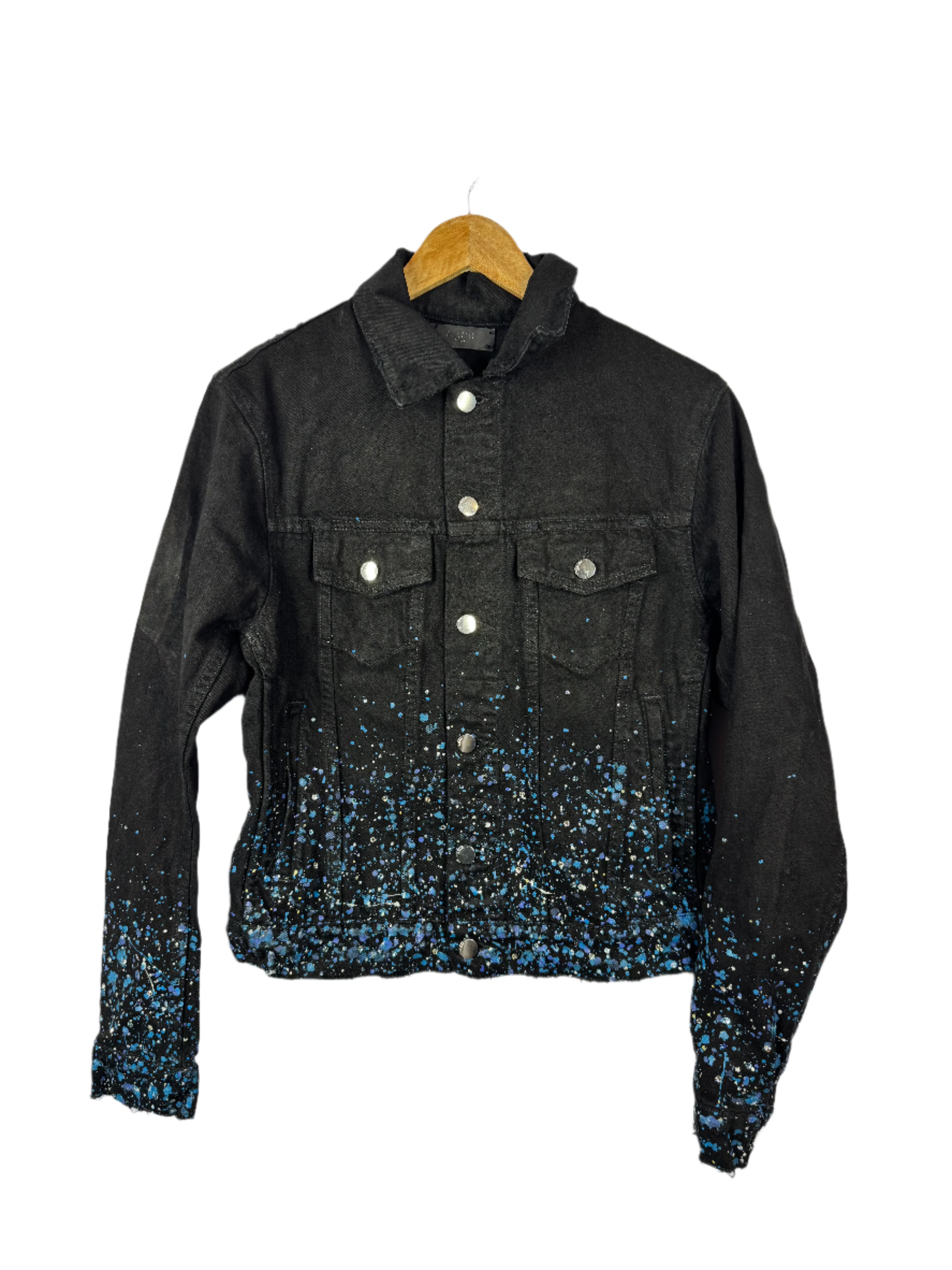Amiri Paint Splatter Crystal Black Jean Jacket