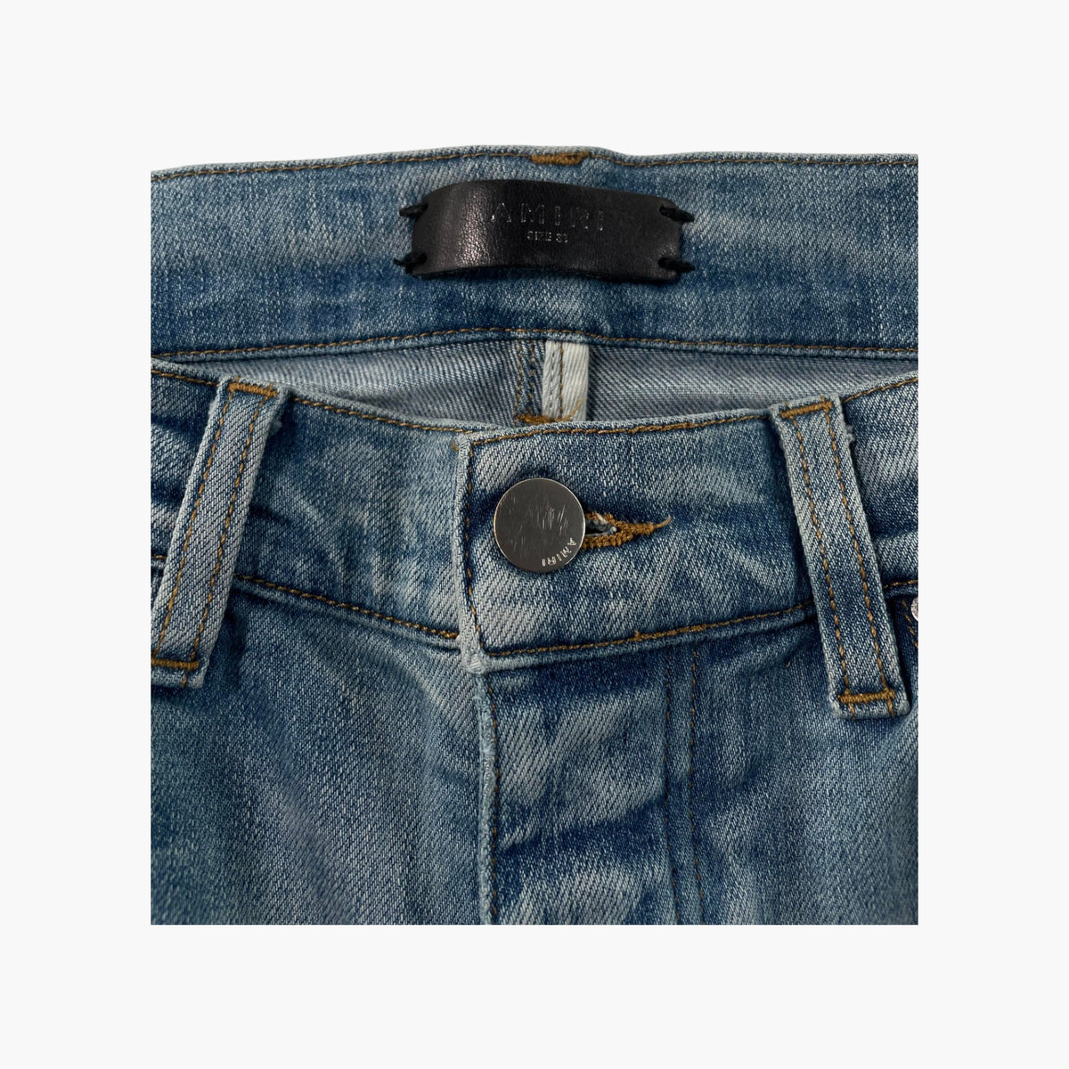 Amiri Biker Patchwork Light Wash Jeans