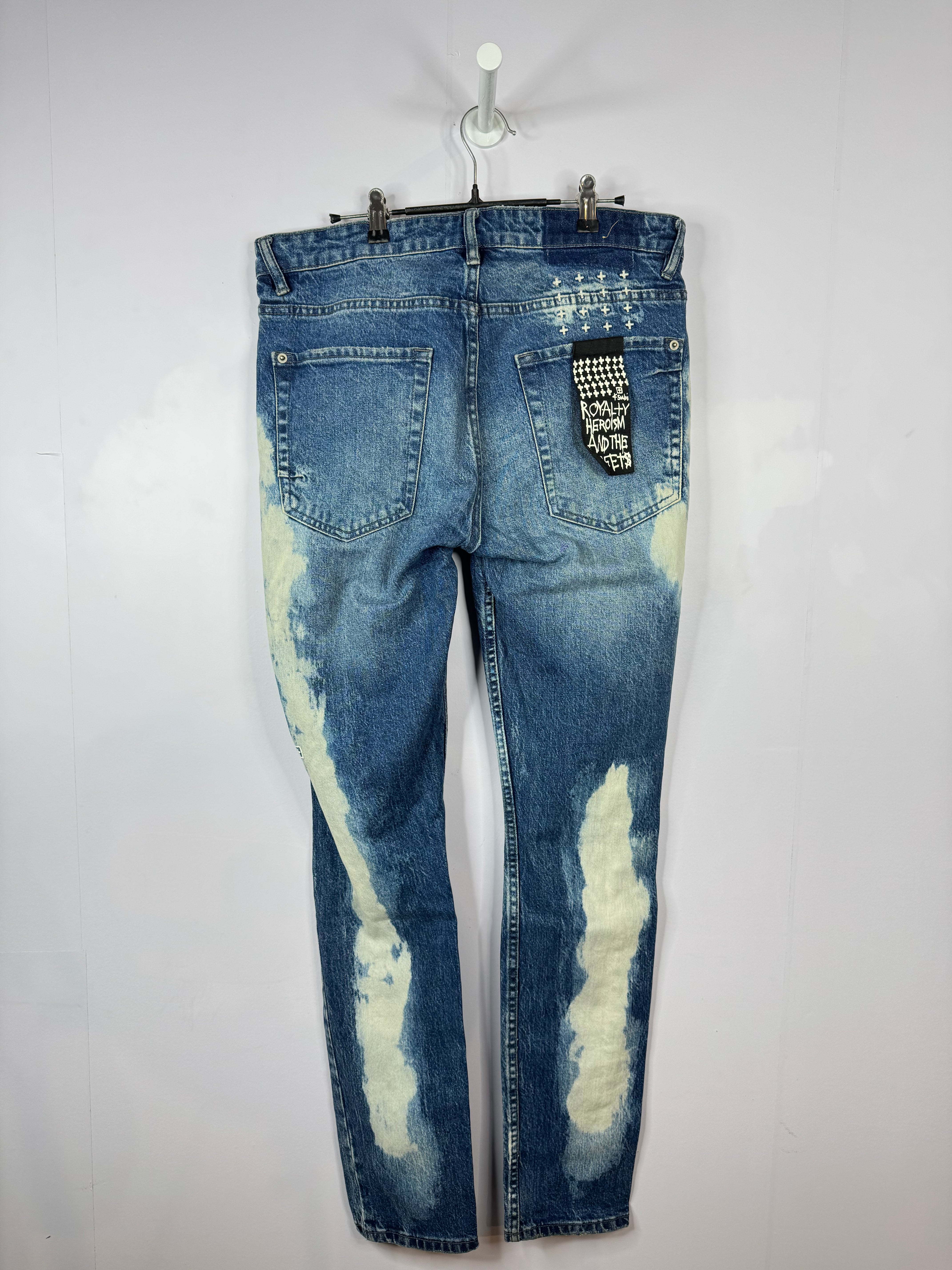Ksubi Ripped Knee Blue & White Jeans