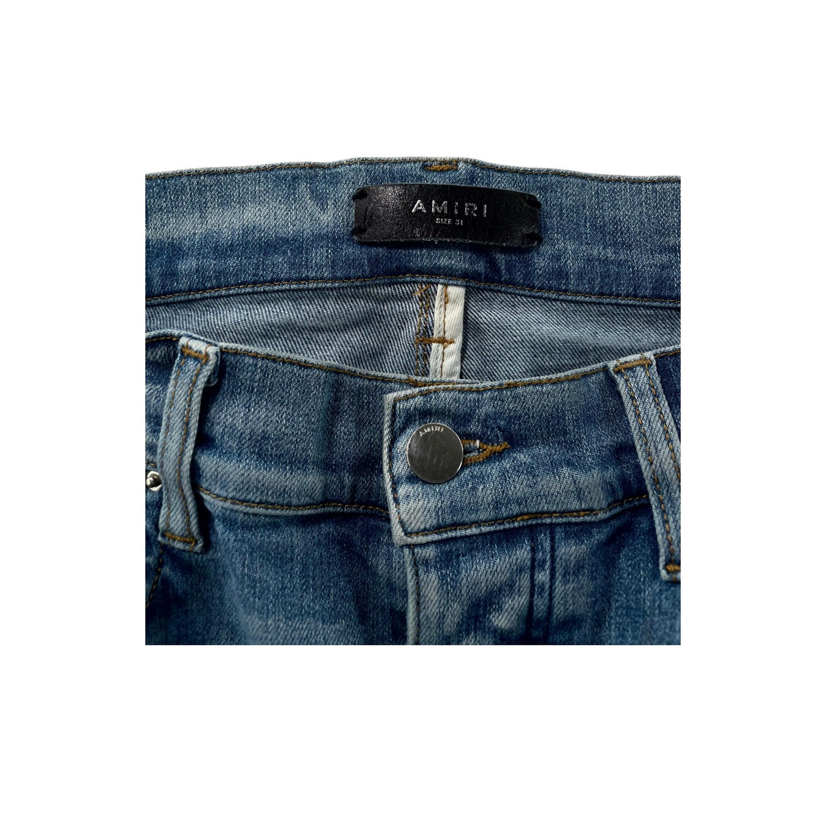 Amiri "MX2" Light Wash, Yellow & Brown Jeans