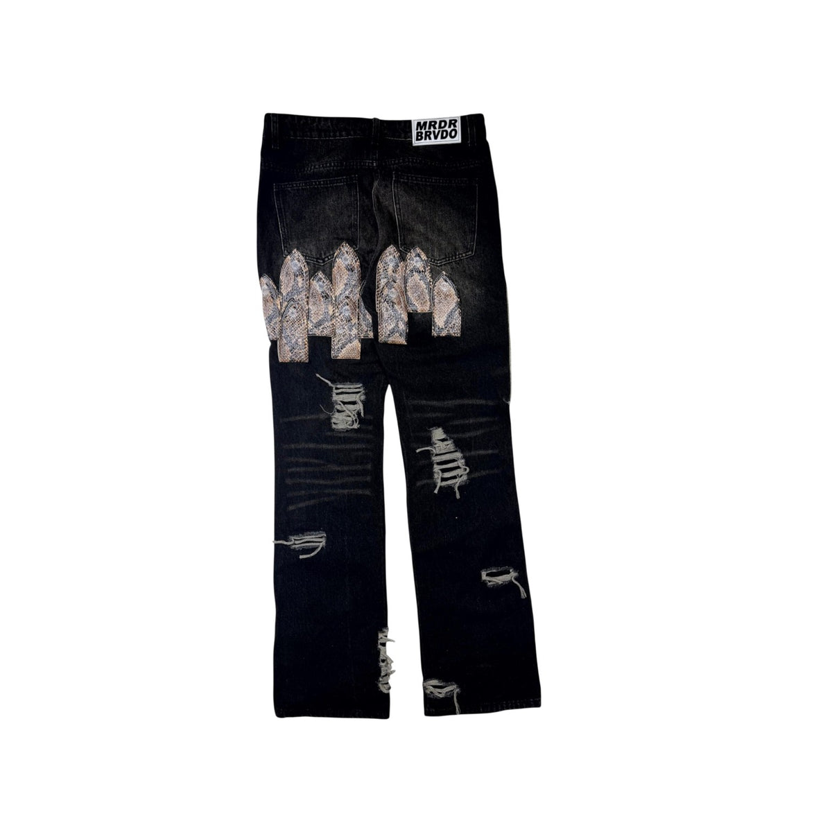 Who Decides War Arch Mocha Snakeskin Patch Black Wash Jeans