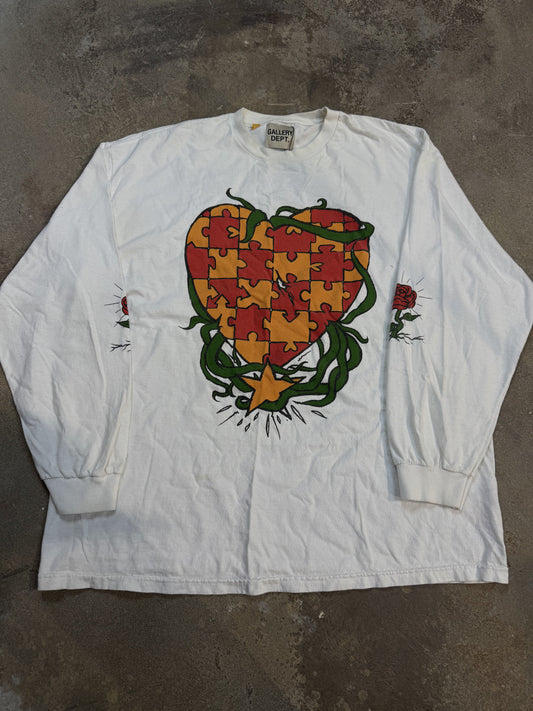 Gallery Dept Puzzle Hearts LS White Used XL