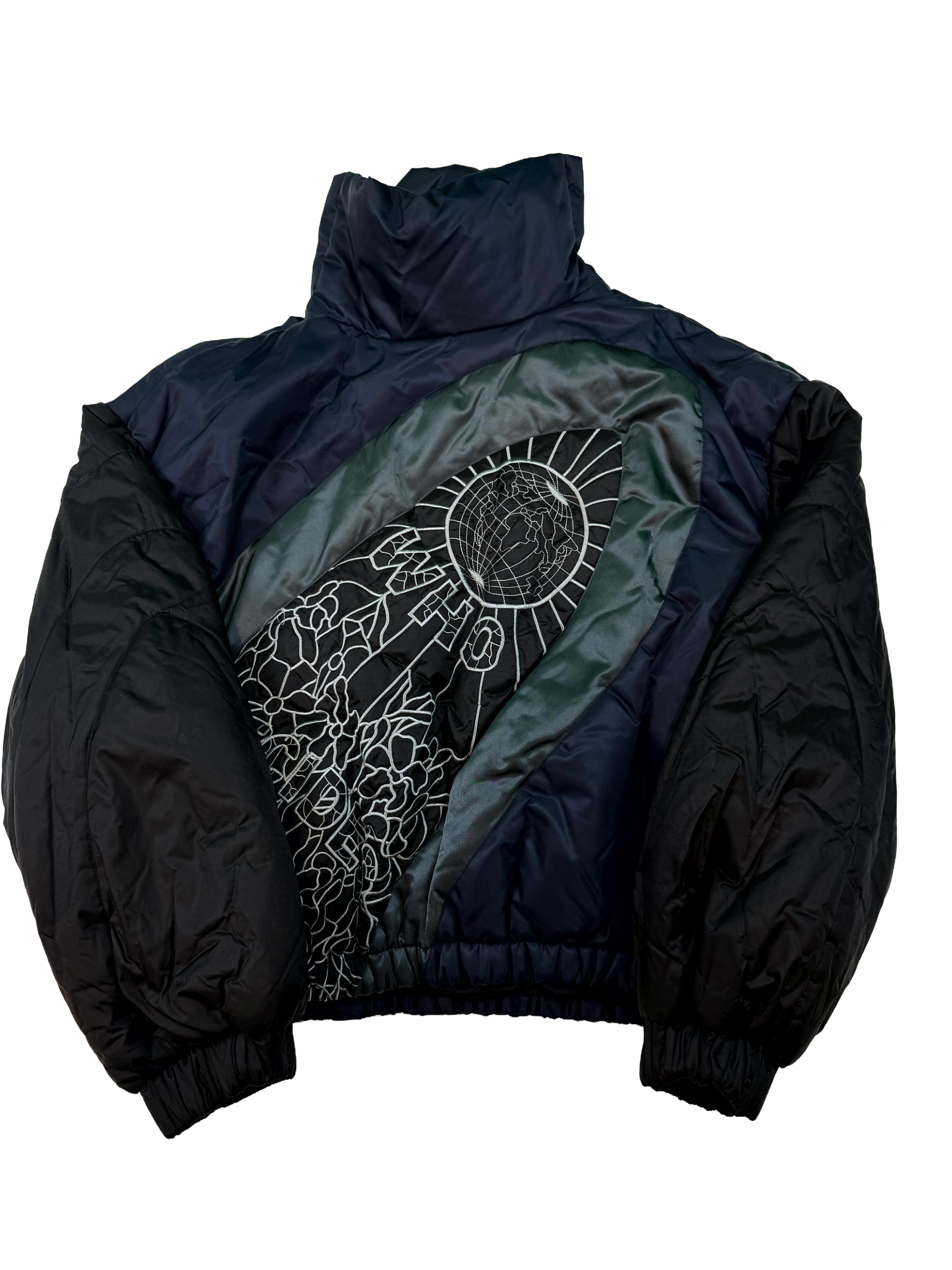 WDW Puffer Diagnol Glass Navy Jacket