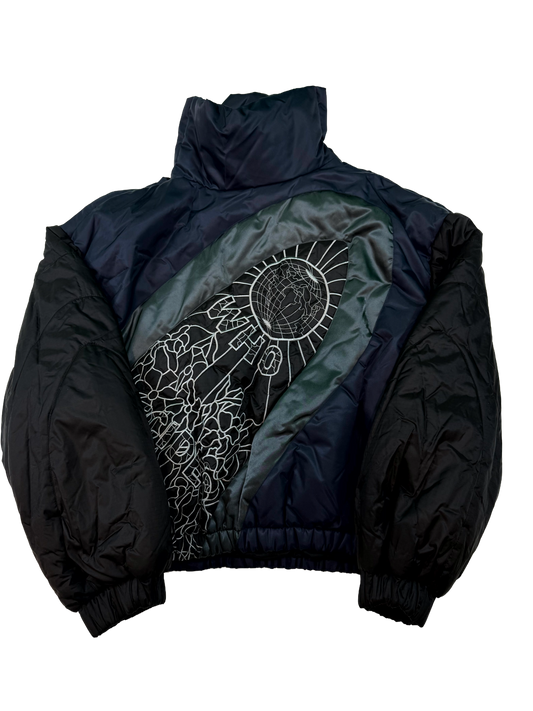 WDW Puffer Diagnol Glass Navy Jacket