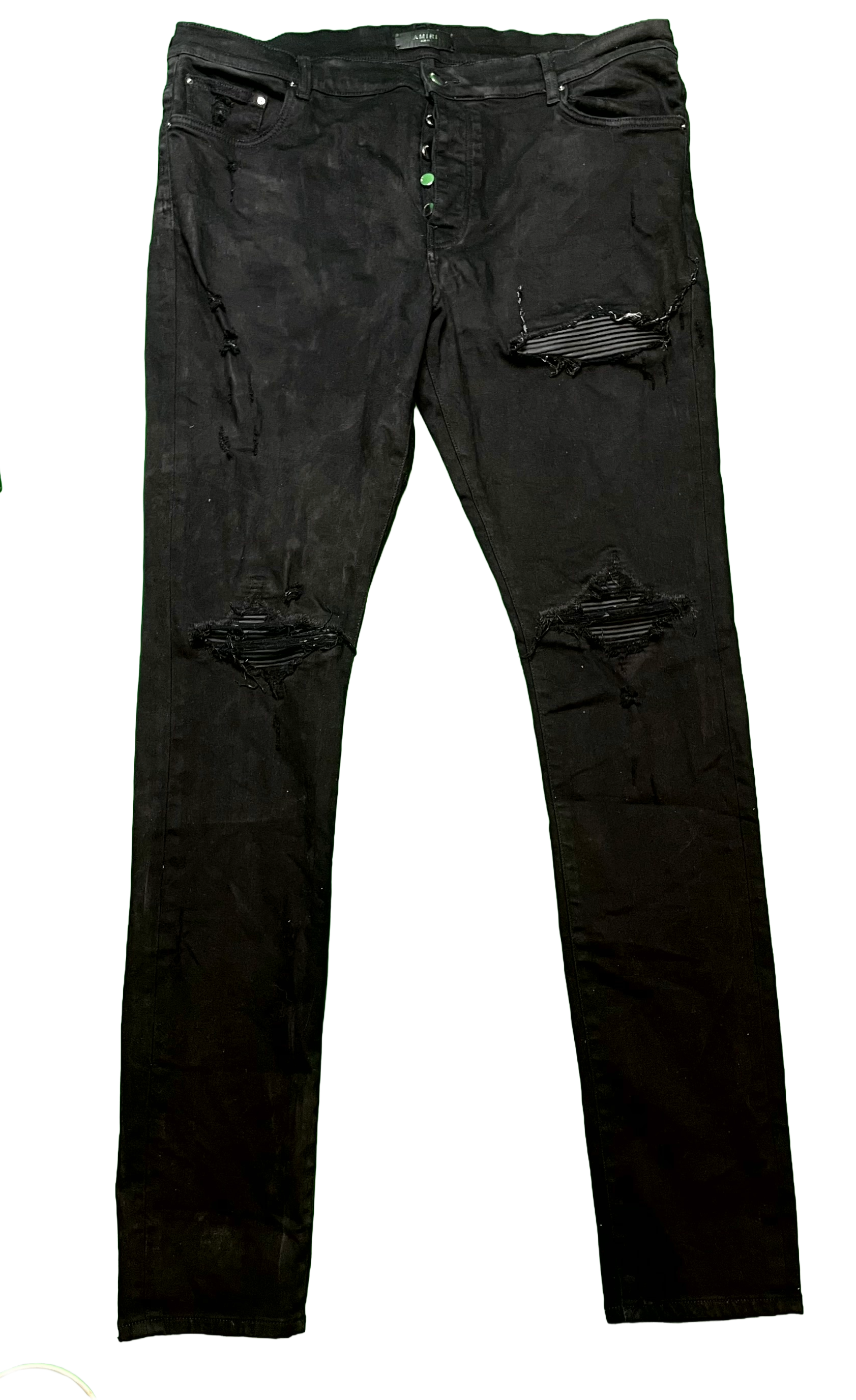 Amiri MX1  Patch (Bleach Stains) Black Jeans