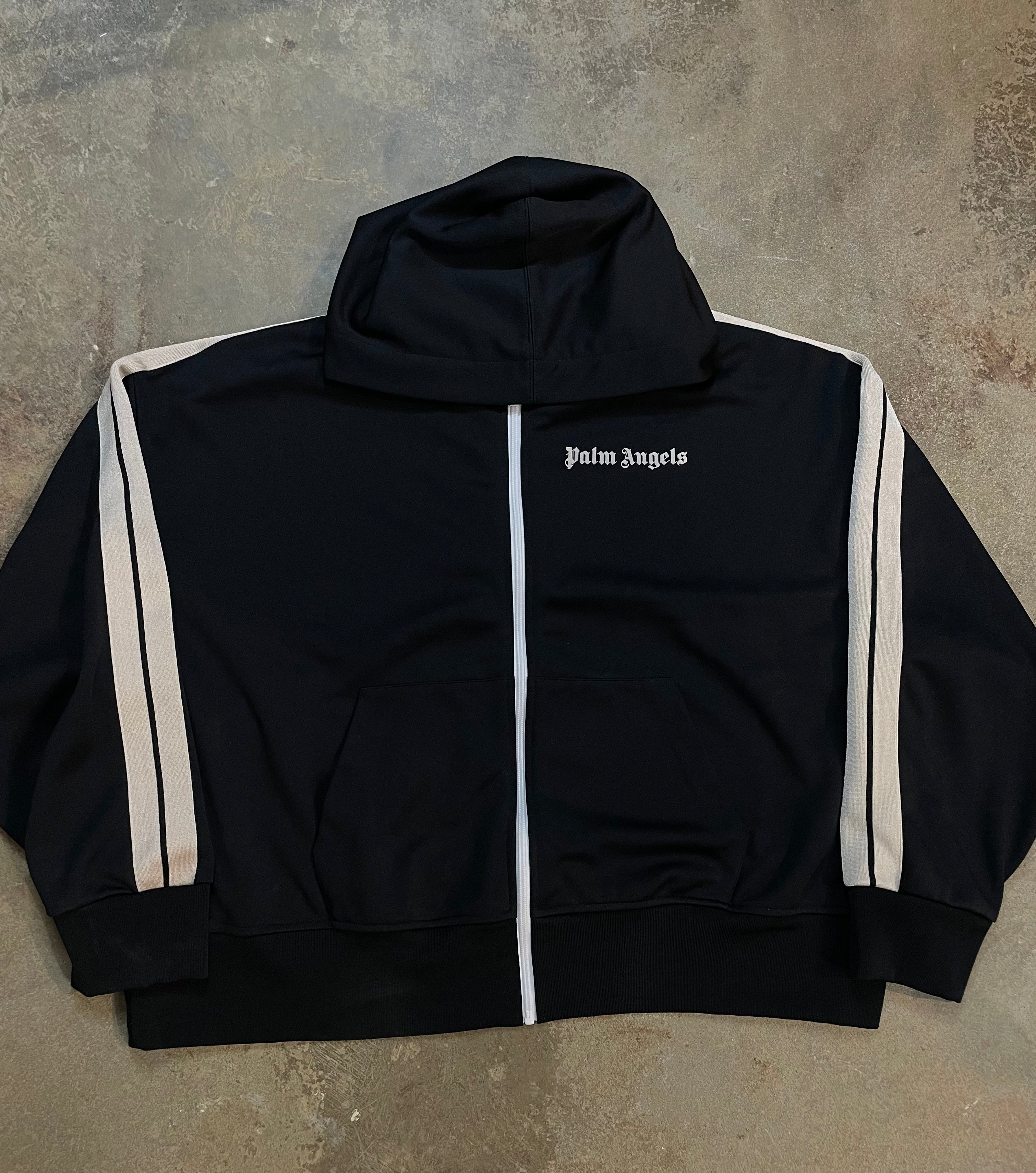 Palm Angels Hooded Track Jacket Black Cream New With Tags Large