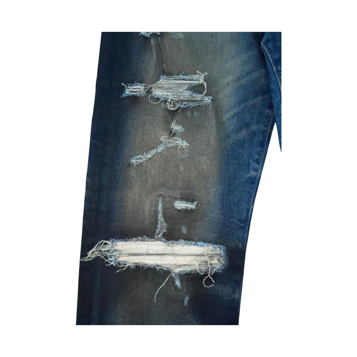 Amiri "MX1" Waxed Wool Patch Dark Wash Jeans