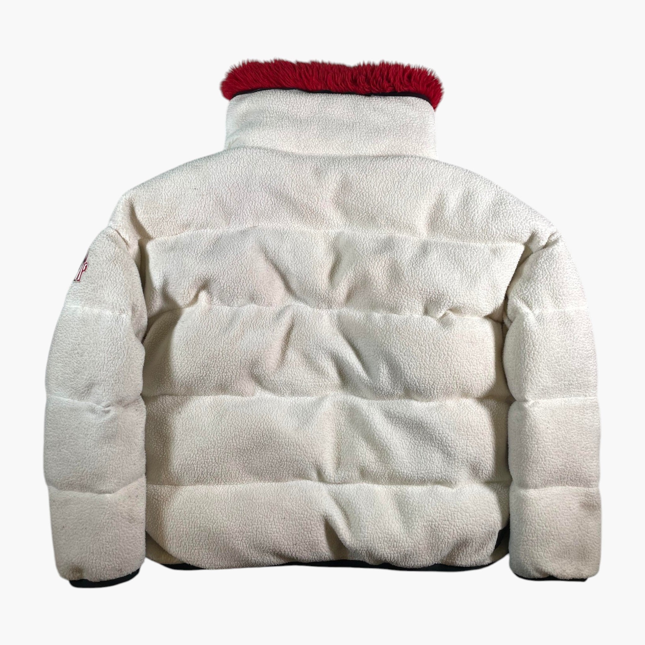 Moncler White & Red Fur Sherpa Fleece Jacket