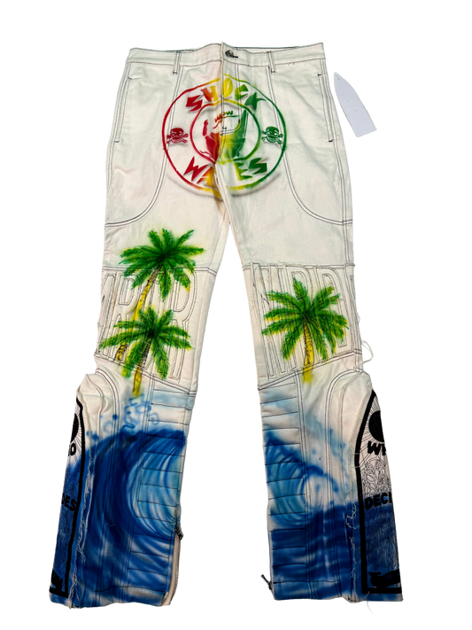 WDW Palm Tree Moto Denim Jeans