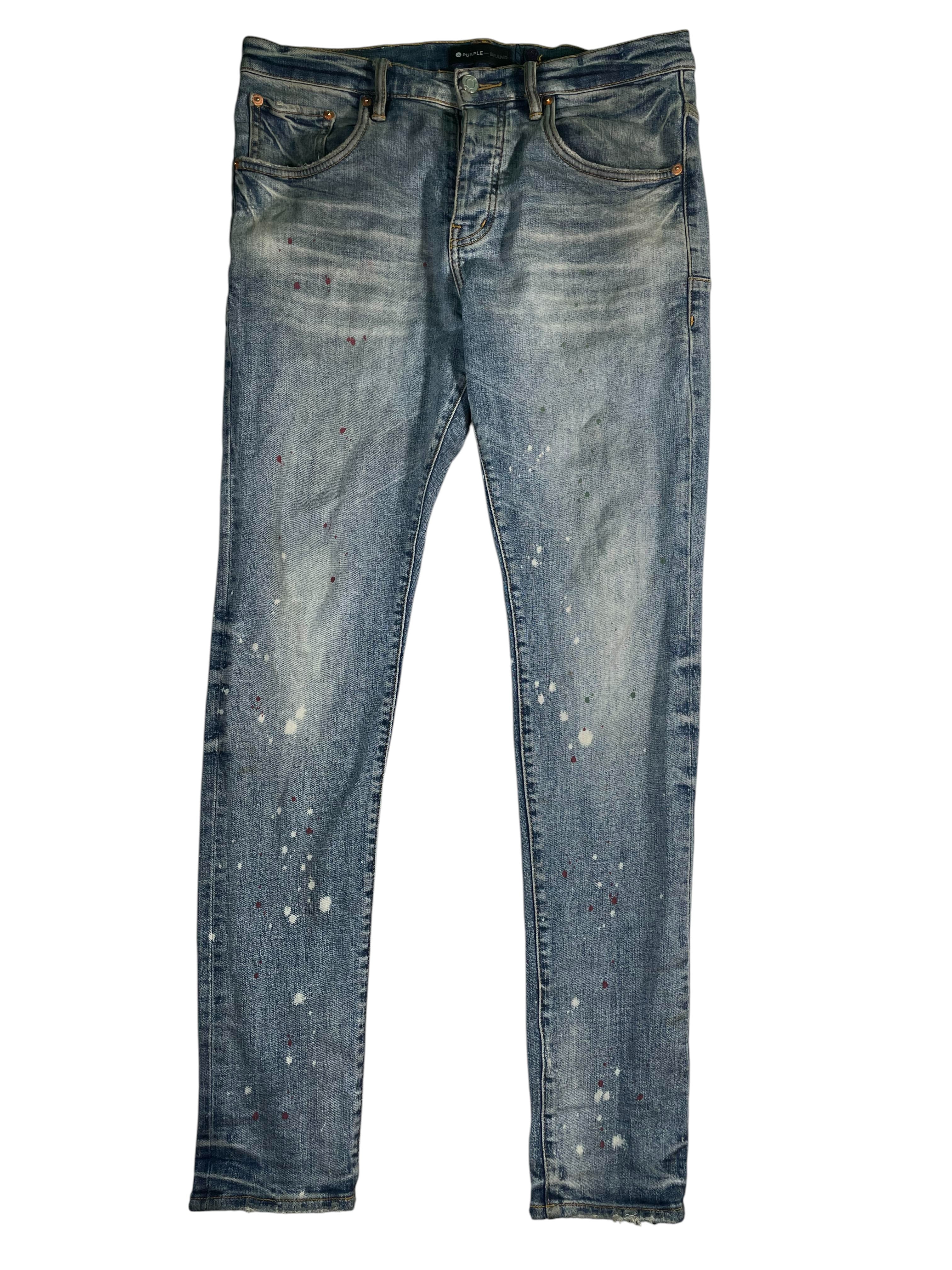Purple Brand Paint Splatter Light Wash Jeans
