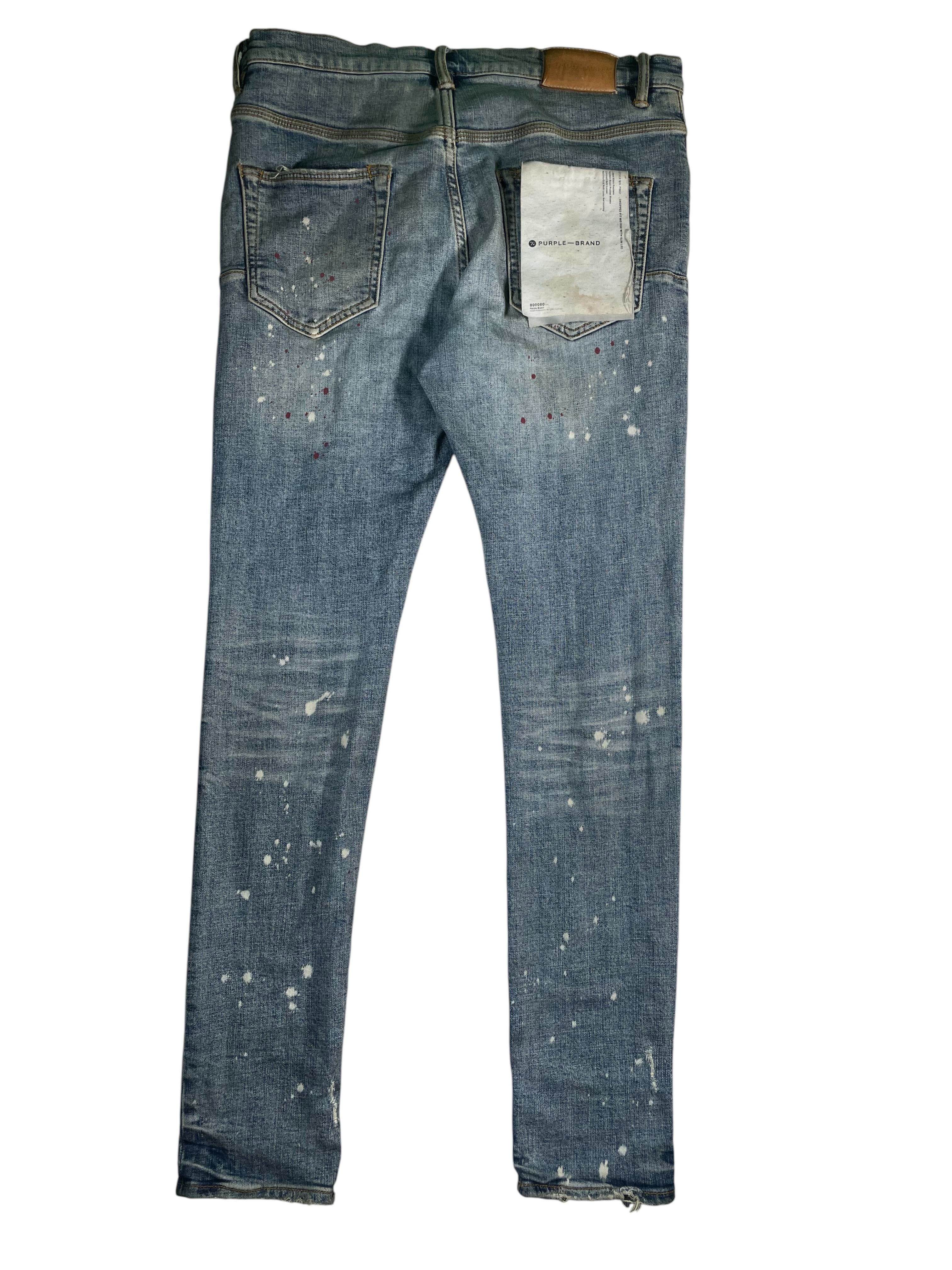 Purple Brand Paint Splatter Light Wash Jeans