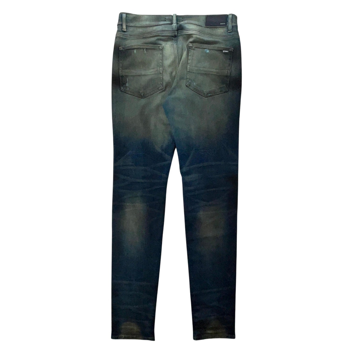 Amiri "MX1" Waxed Wool Patch Dark Wash Jeans