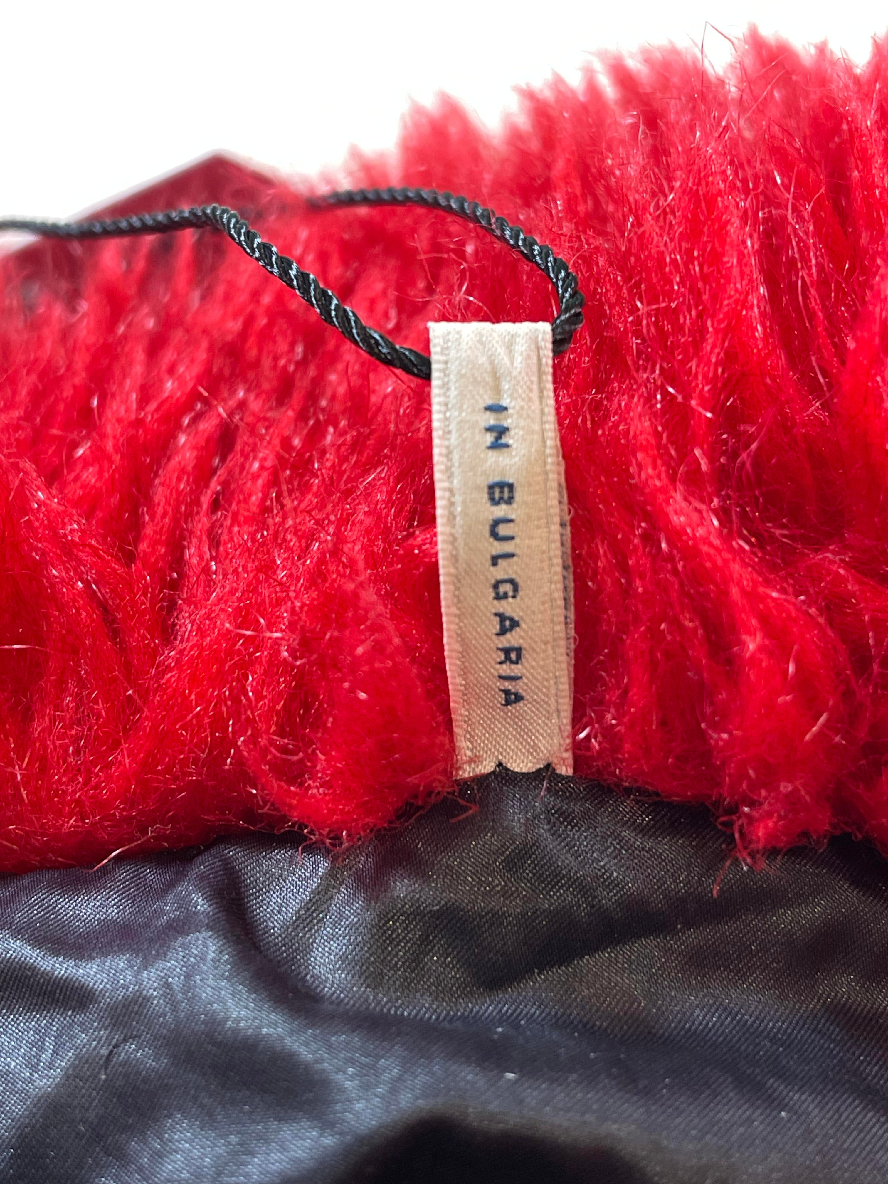 Moncler White & Red Fur Sherpa Fleece Jacket