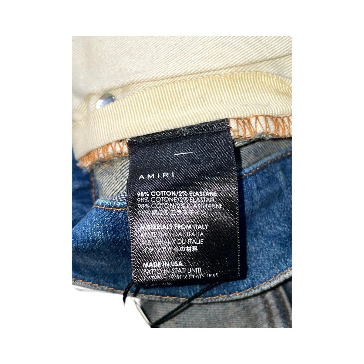 Amiri "MX1" Waxed Wool Patch Dark Wash Jeans