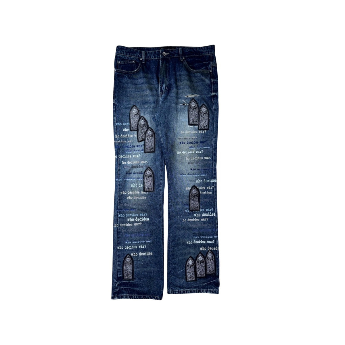 Who Decides War Scripture Dark Wash Jeans