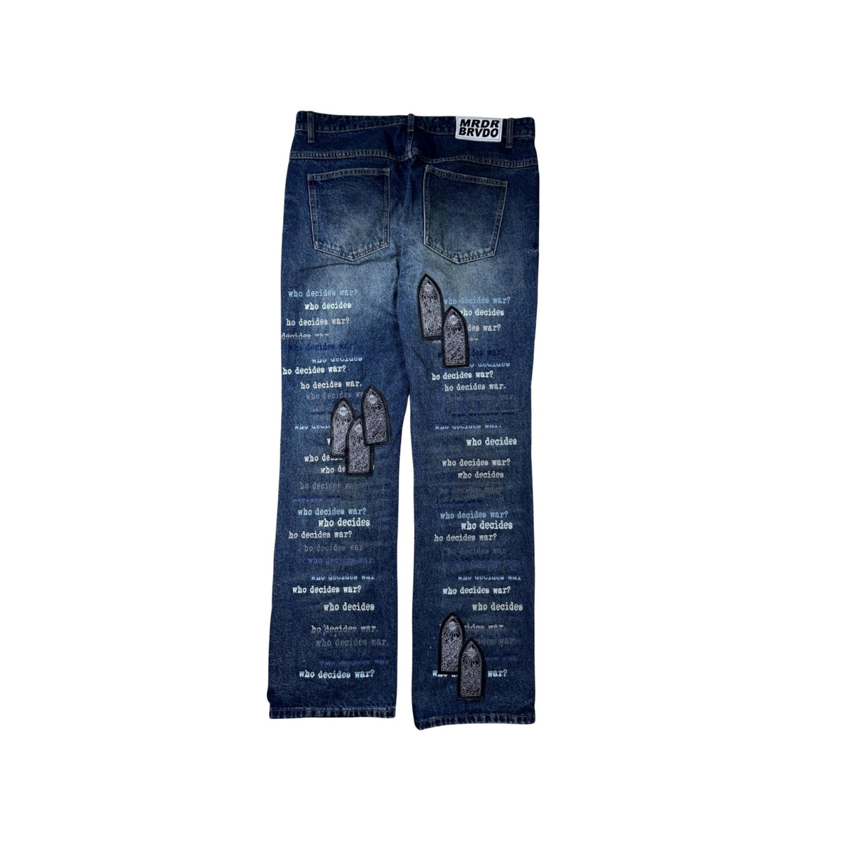 Who Decides War Scripture Dark Wash Jeans