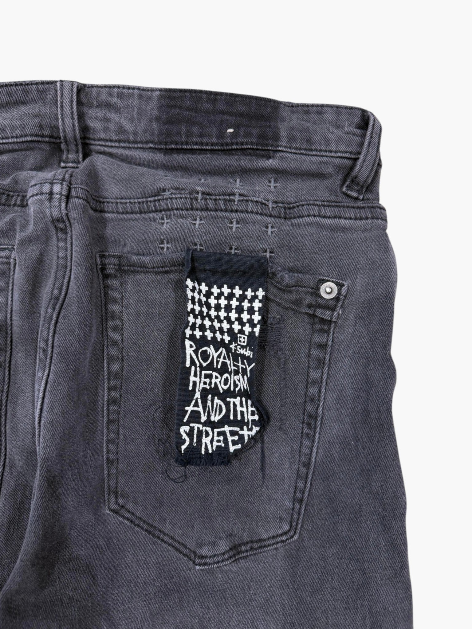 Ksubi Knee Grey Wash Ripped Jeans
