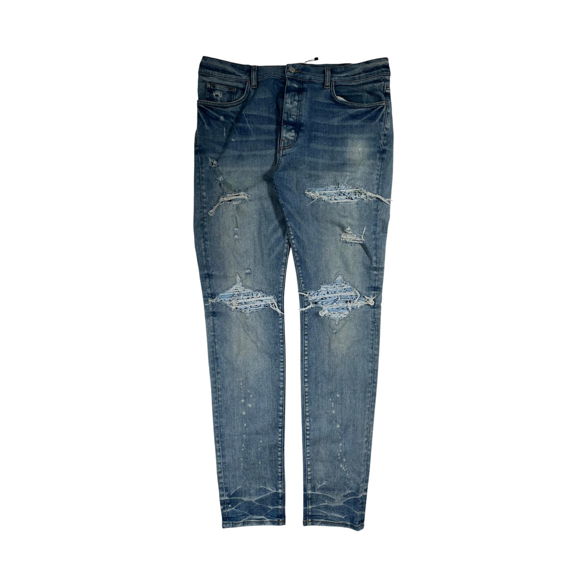 Amiri "MX1" Paisley Patch Light Wash & Baby Blue Jeans