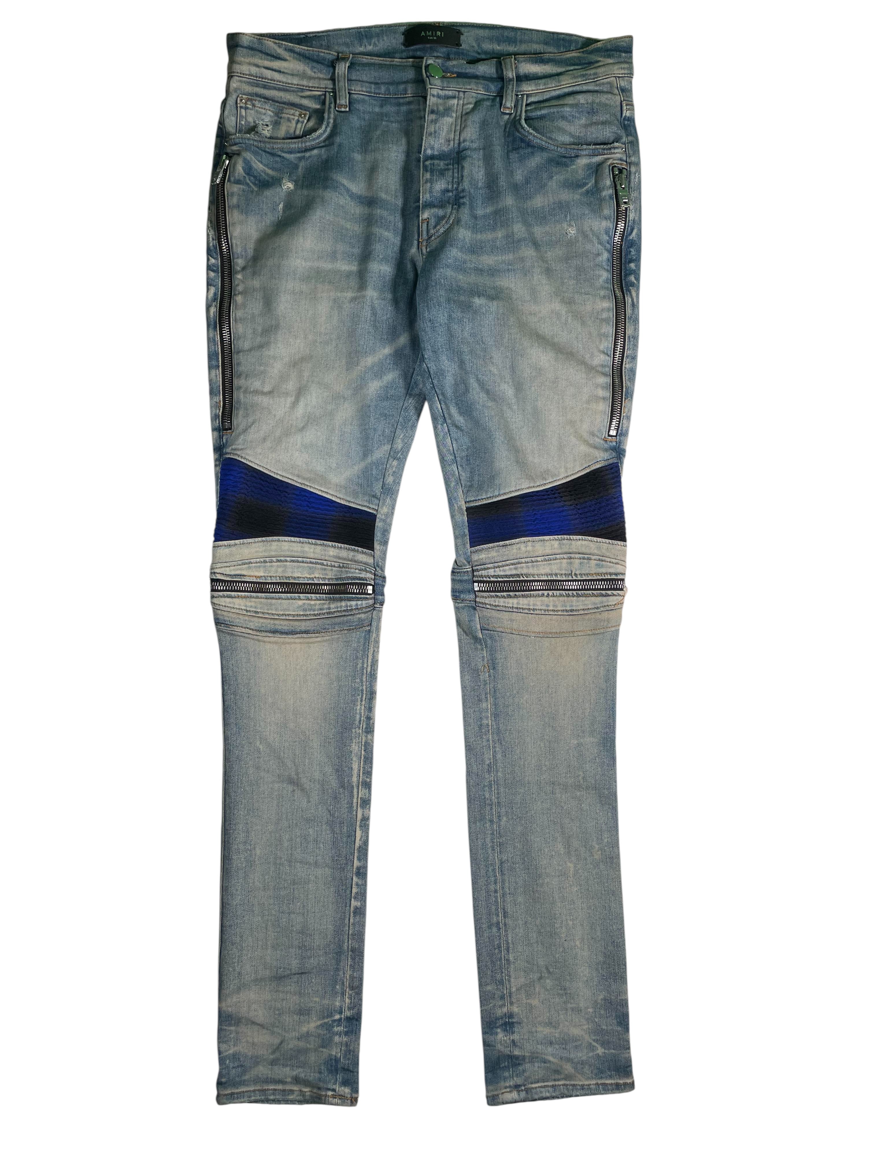 Amiri MX2 Plaid Patch Light Wash Jeans
