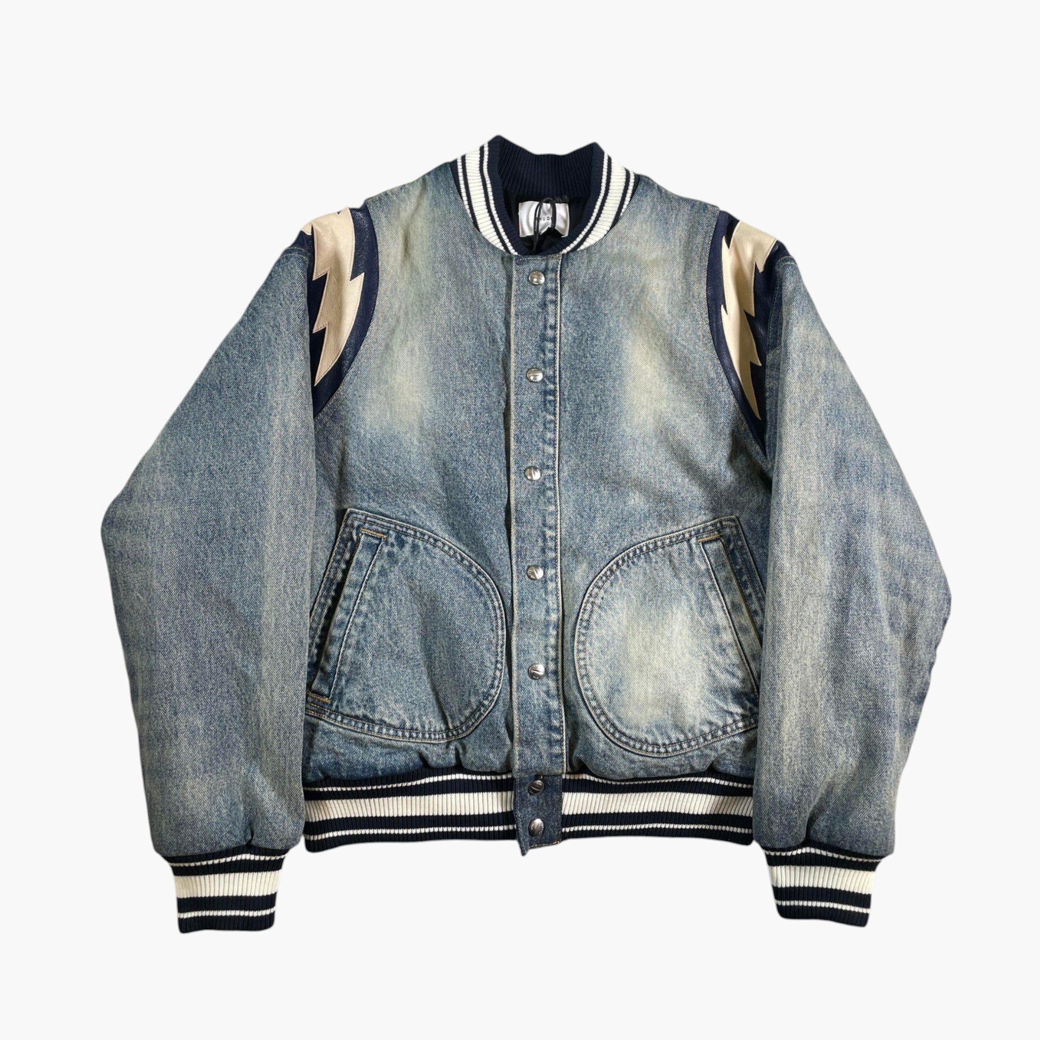 Rhude Lightening Denim Bomber Jacket