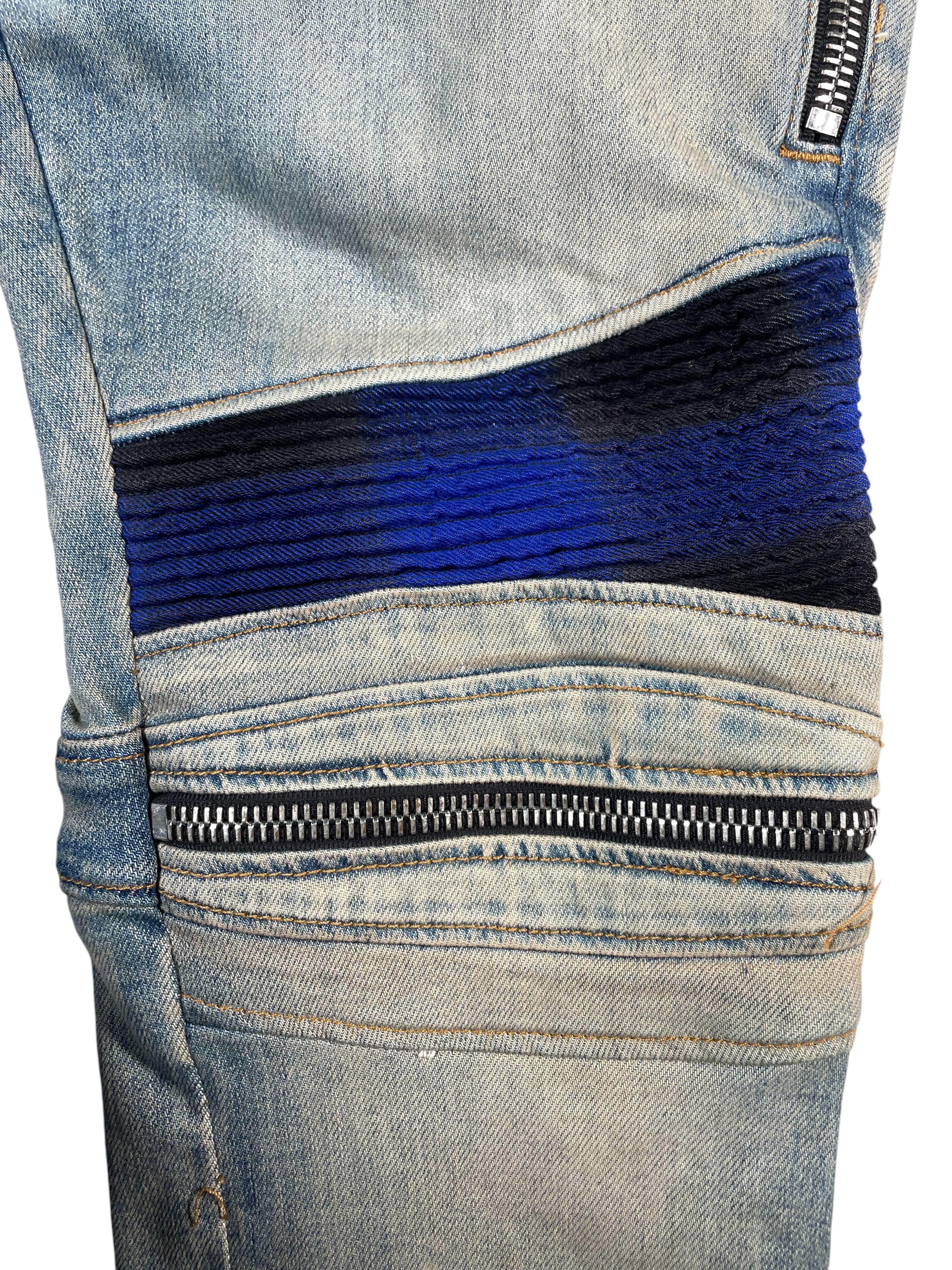 Amiri MX2 Plaid Patch Light Wash Jeans