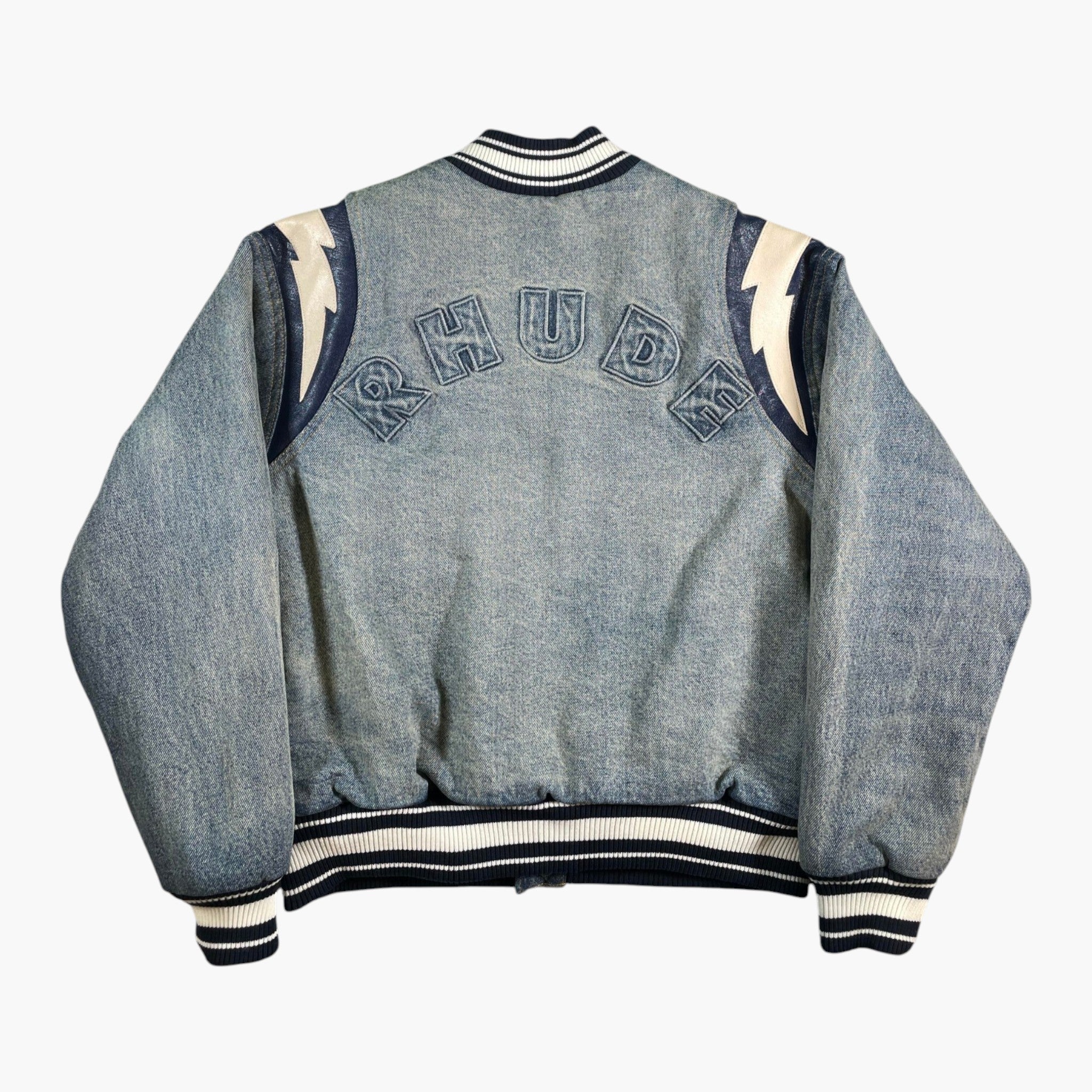 Rhude Lightening Denim Bomber Jacket
