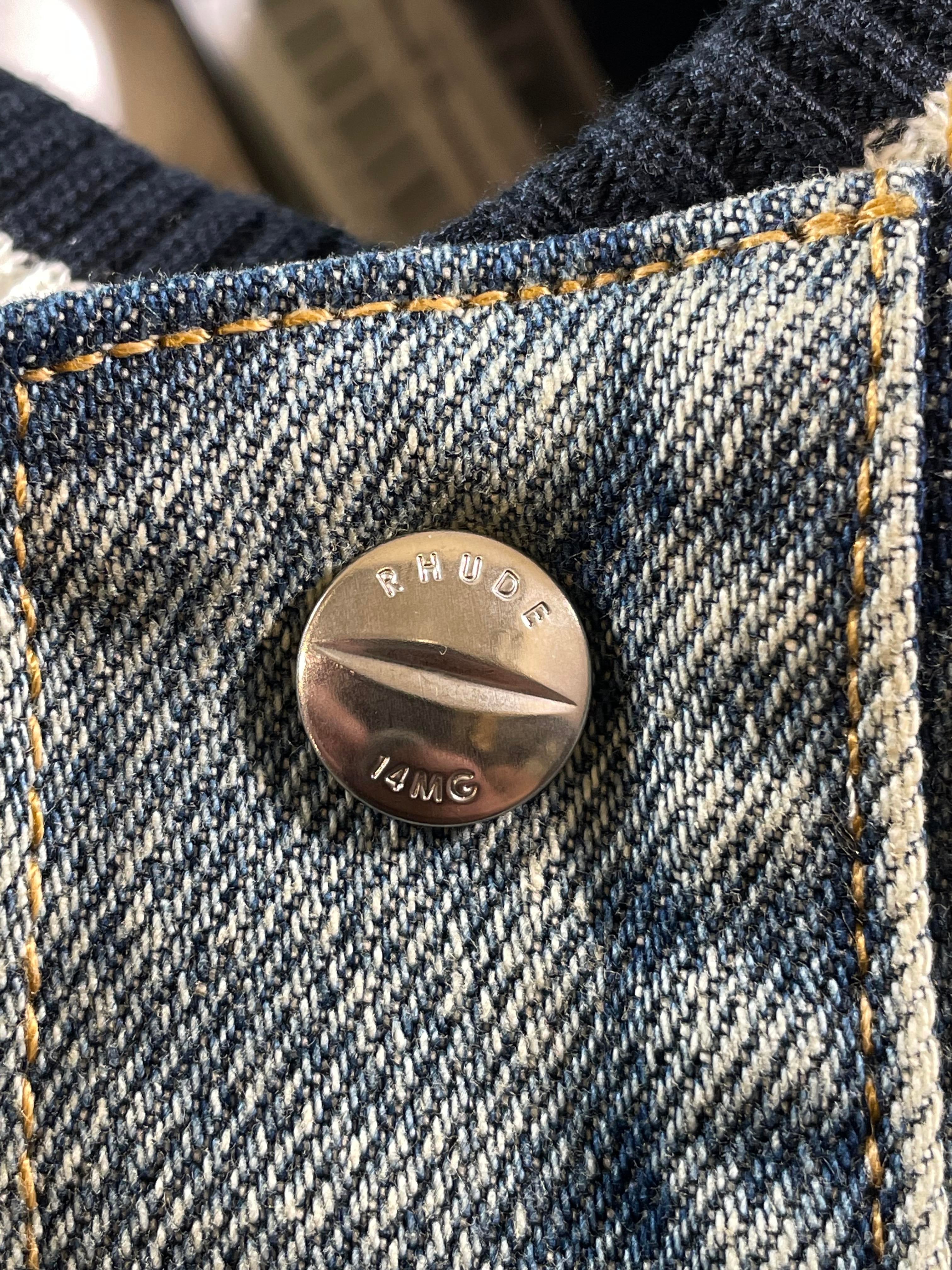 Rhude Lightening Denim Bomber Jacket