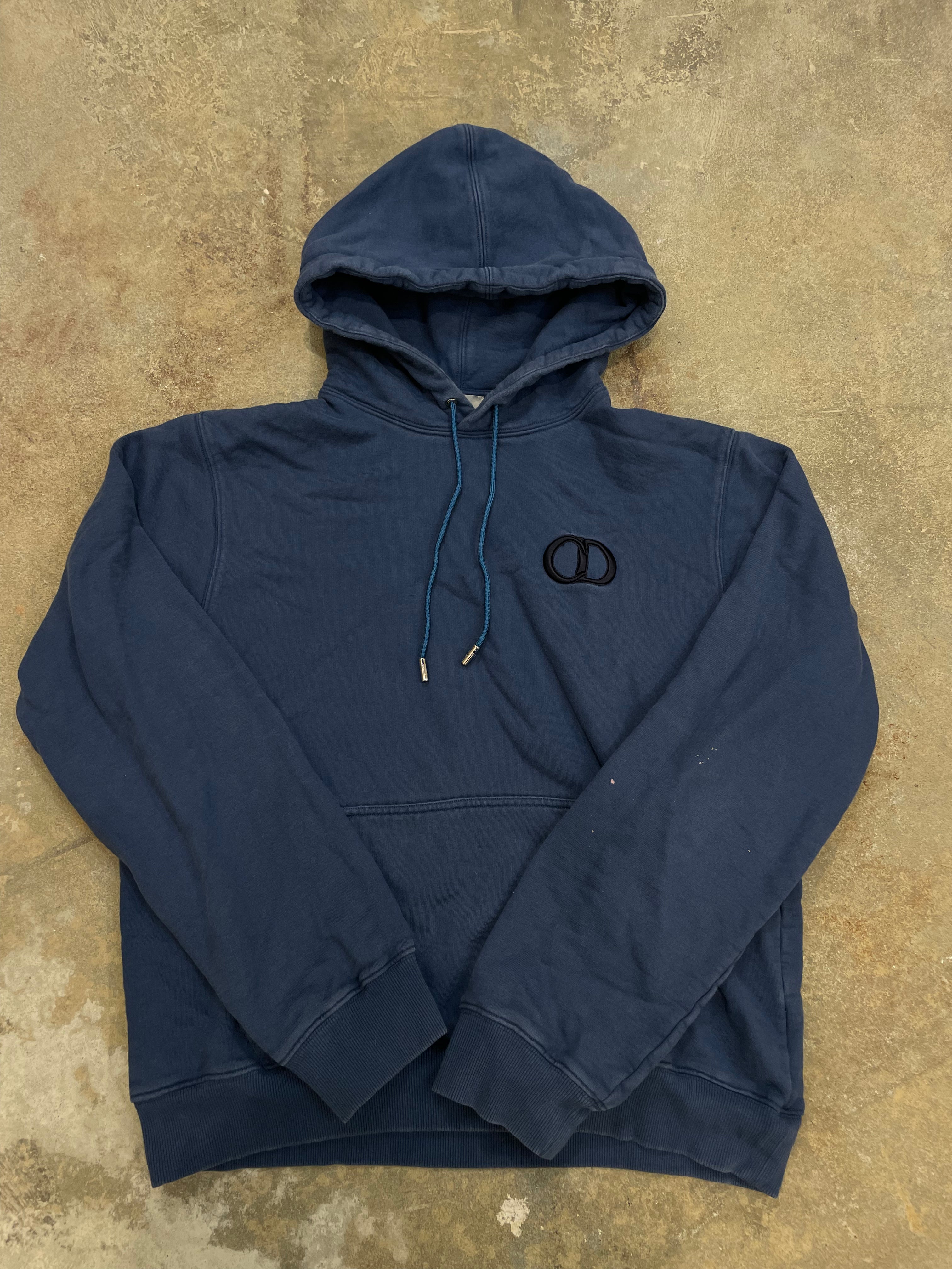 Dior CD Logo Hoodie Navy Blue Used XXL