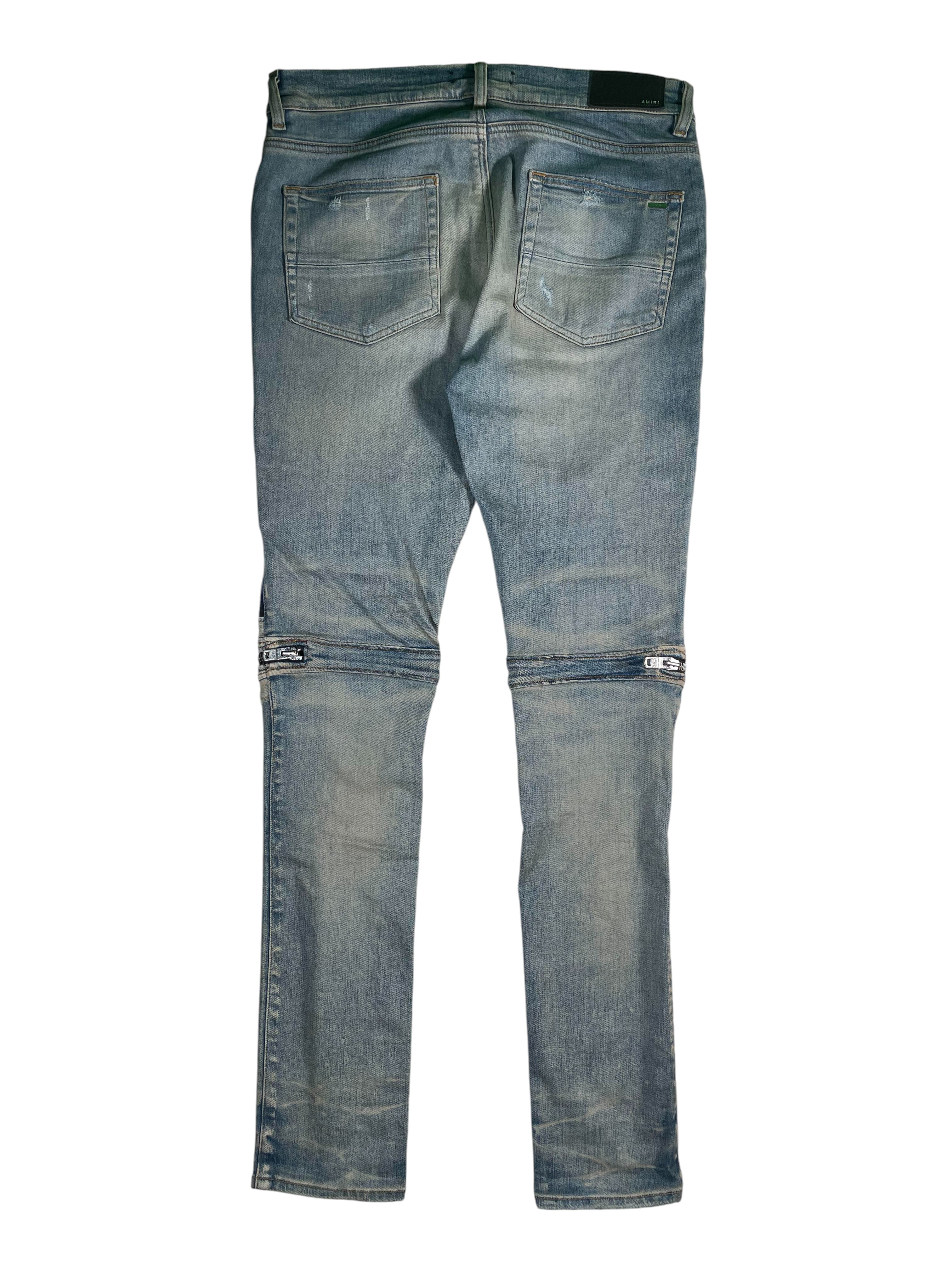 Amiri MX2 Plaid Patch Light Wash Jeans