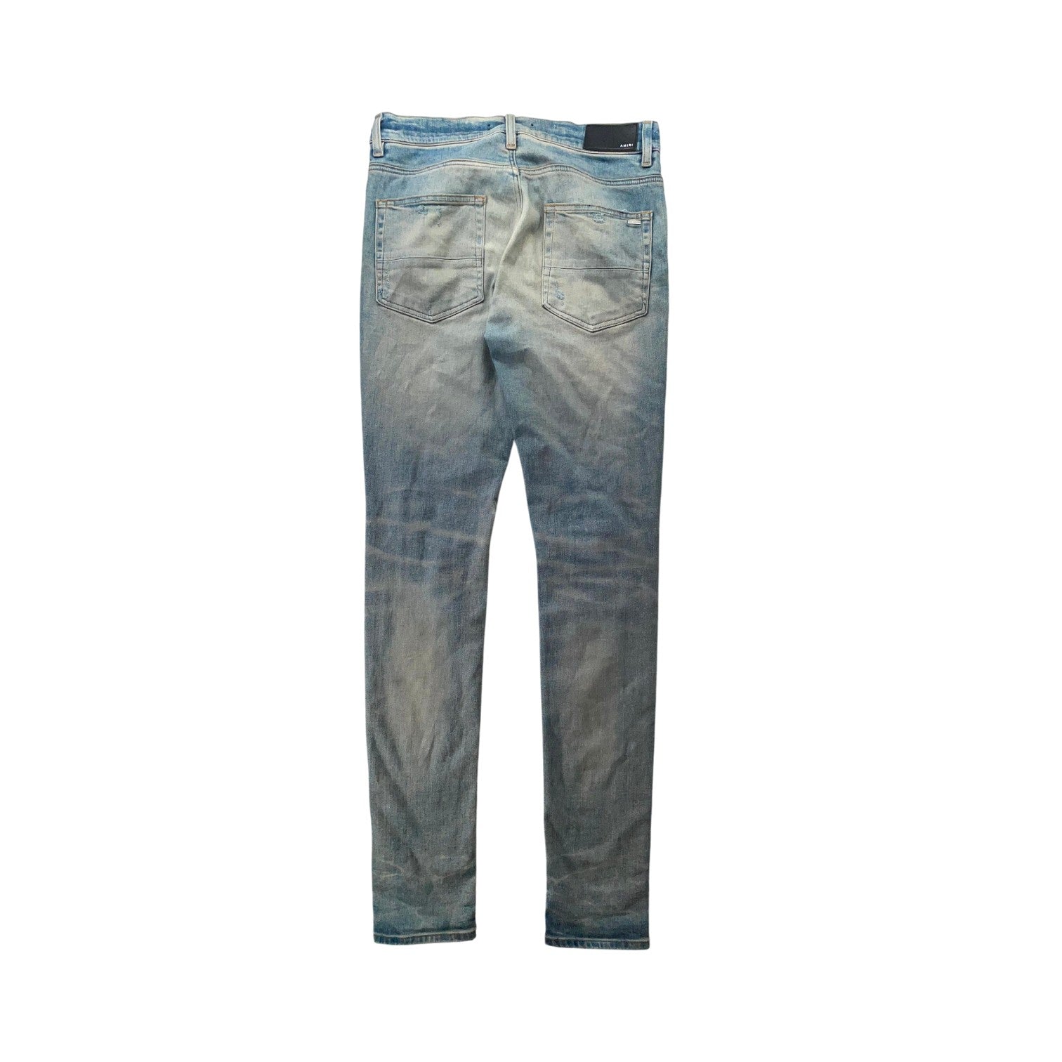 Amiri Plaid Thrasher Light Wash, Burgundy & Yellow Jeans