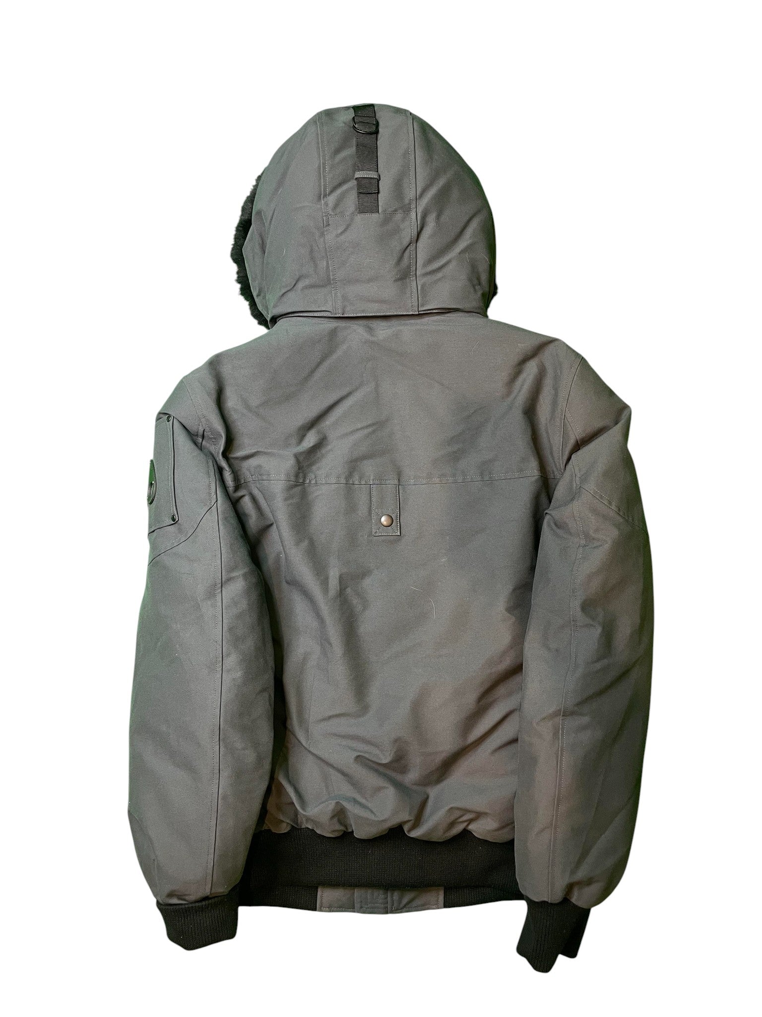 Moose Knuckles 'Yukon Bomber' Grey & Black Fur Coat