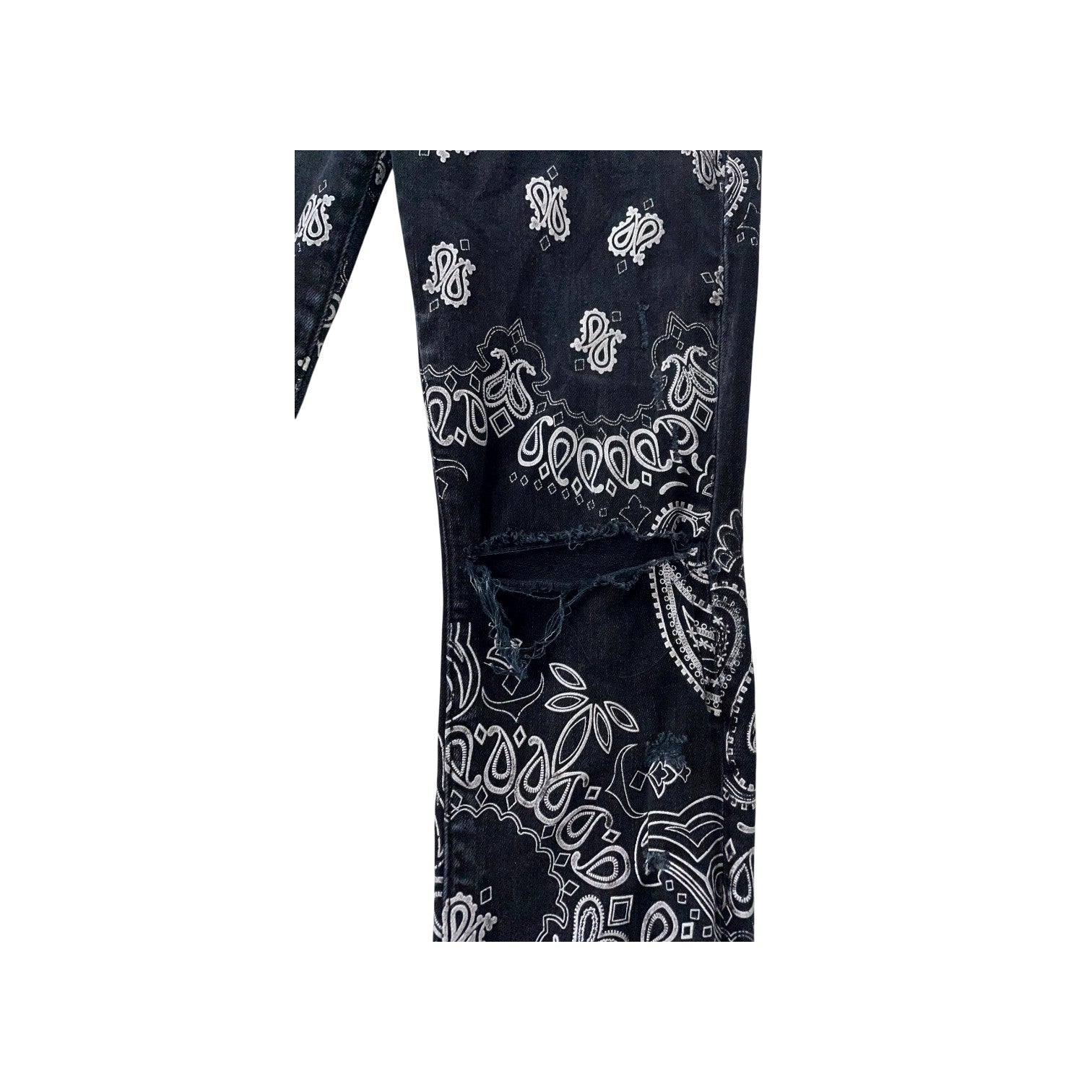 Amiri Flocked Paisley Monogram (Repaired) Black Wash Jeans