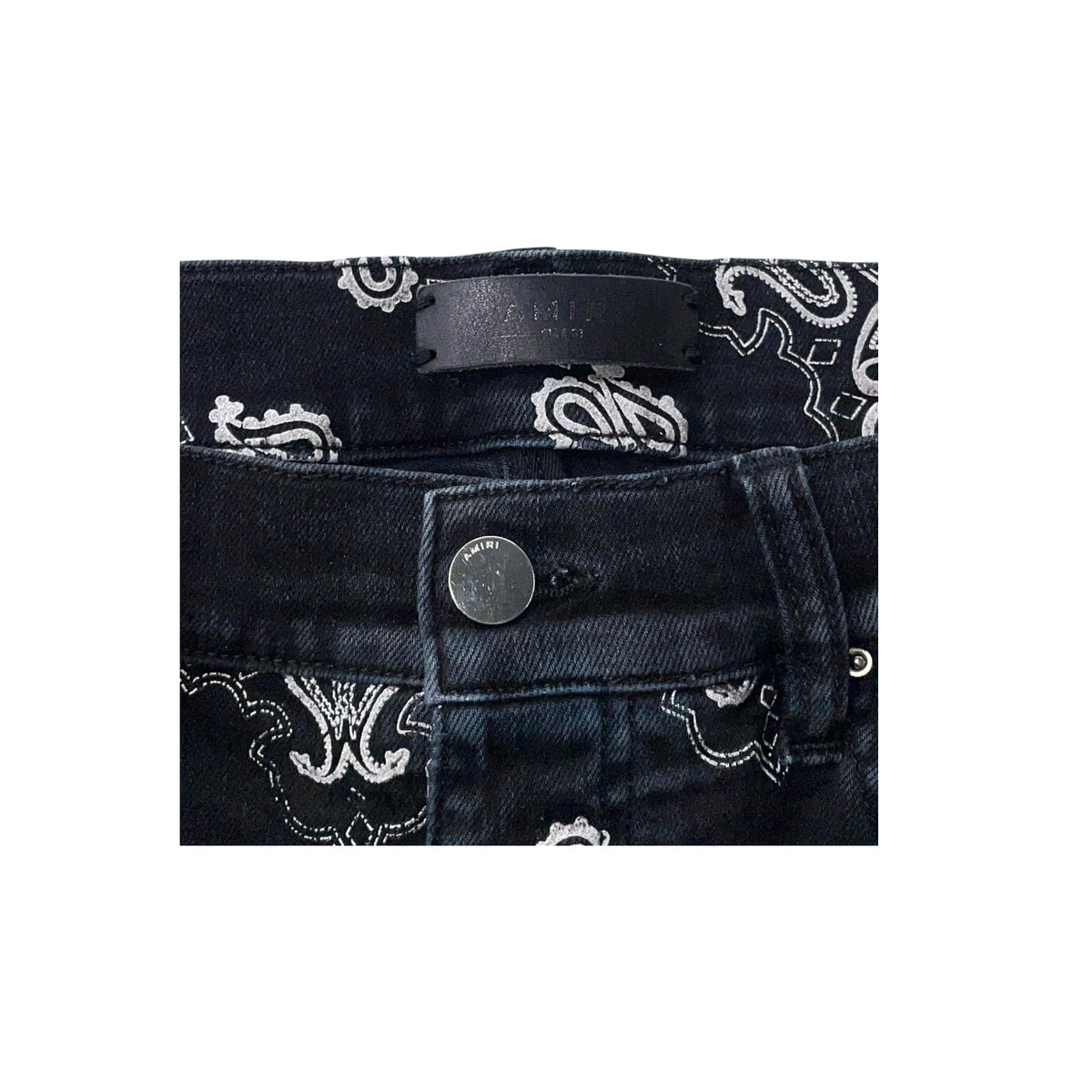 Amiri Flocked Paisley Monogram (Repaired) Black Wash Jeans