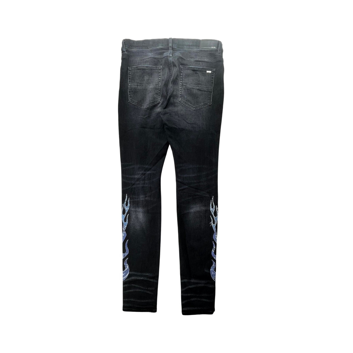 Amiri Paisley Flames Black Wash & Blue Jeans