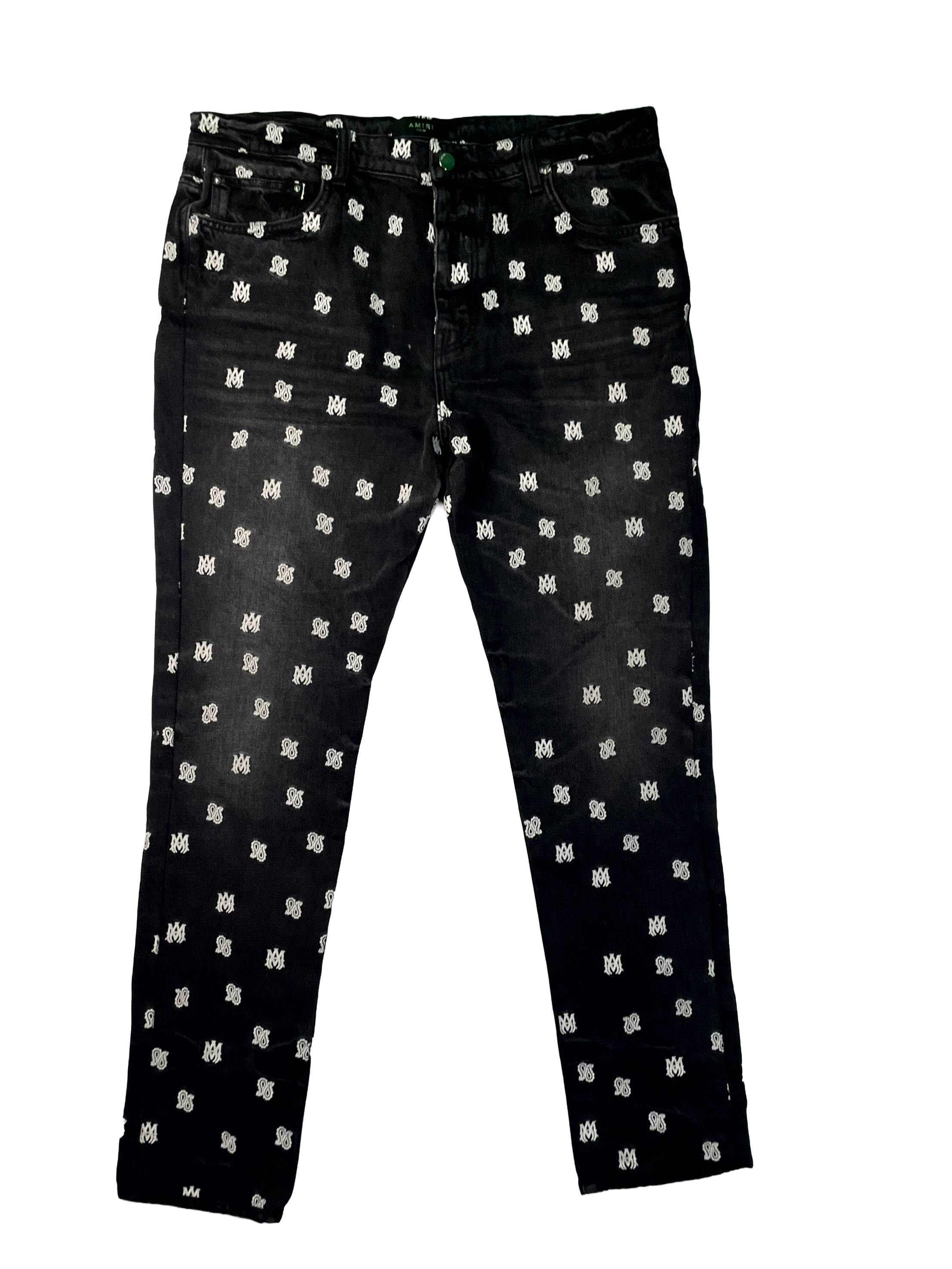 Amiri All Over Logo Thrasher Black Jeans