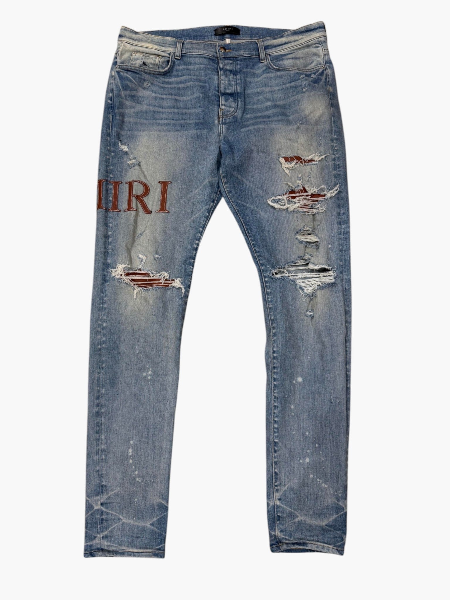 Amiri Clay Brown Side Logo Light Wash Jeans