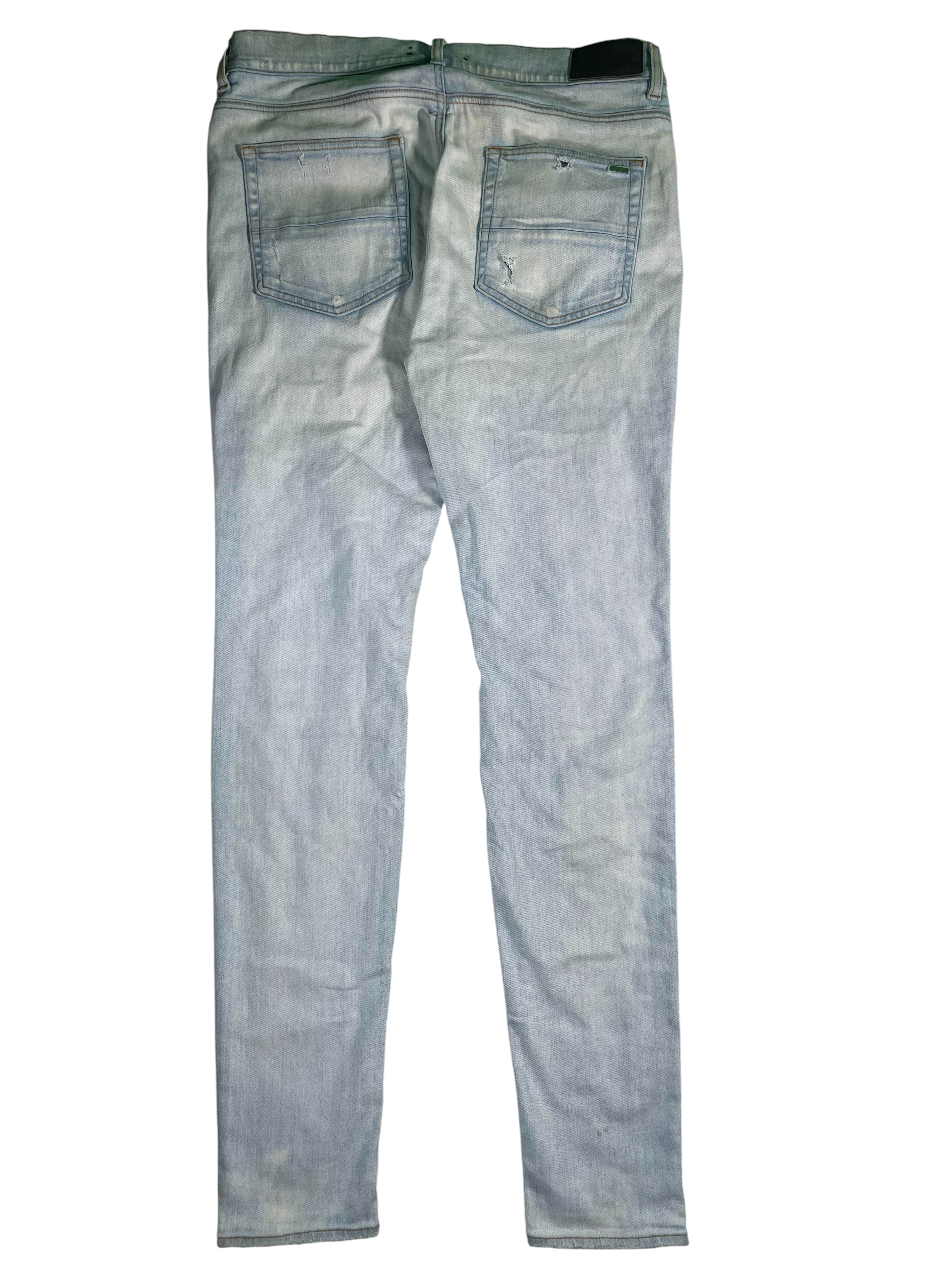 Amiri MX1 Camo Patch Light Wash Jeans