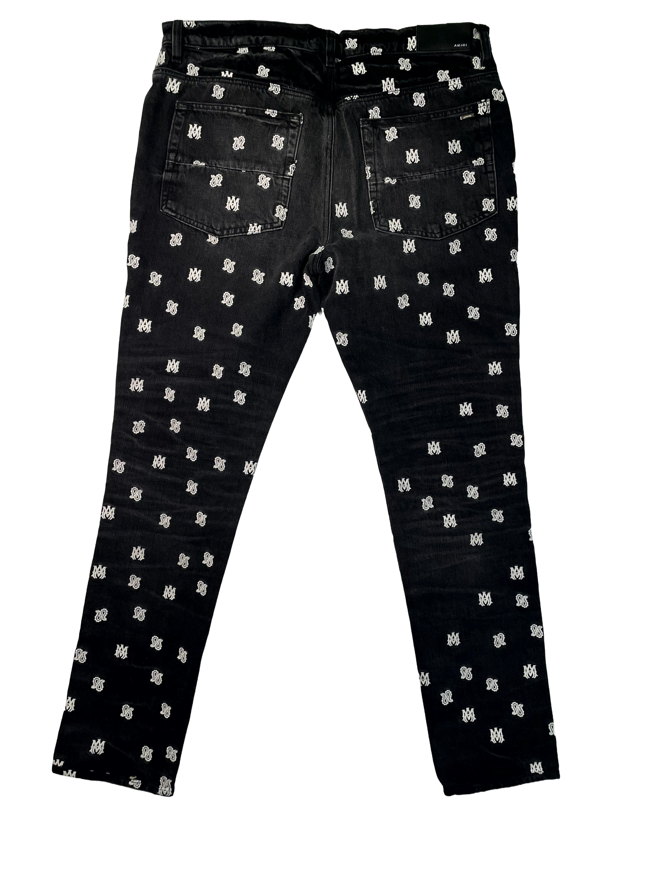 Amiri All Over Logo Thrasher Black Jeans