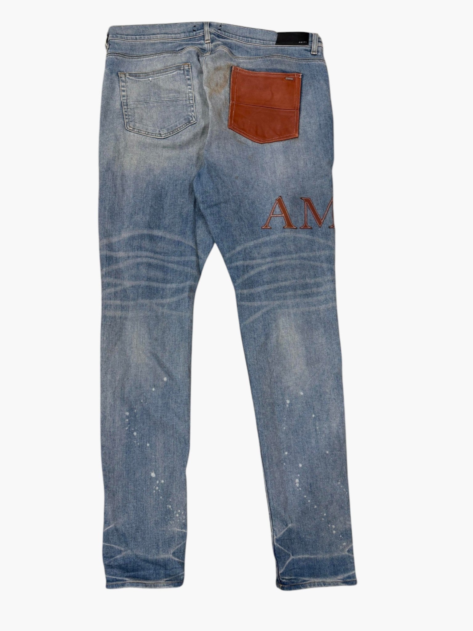 Amiri Clay Brown Side Logo Light Wash Jeans