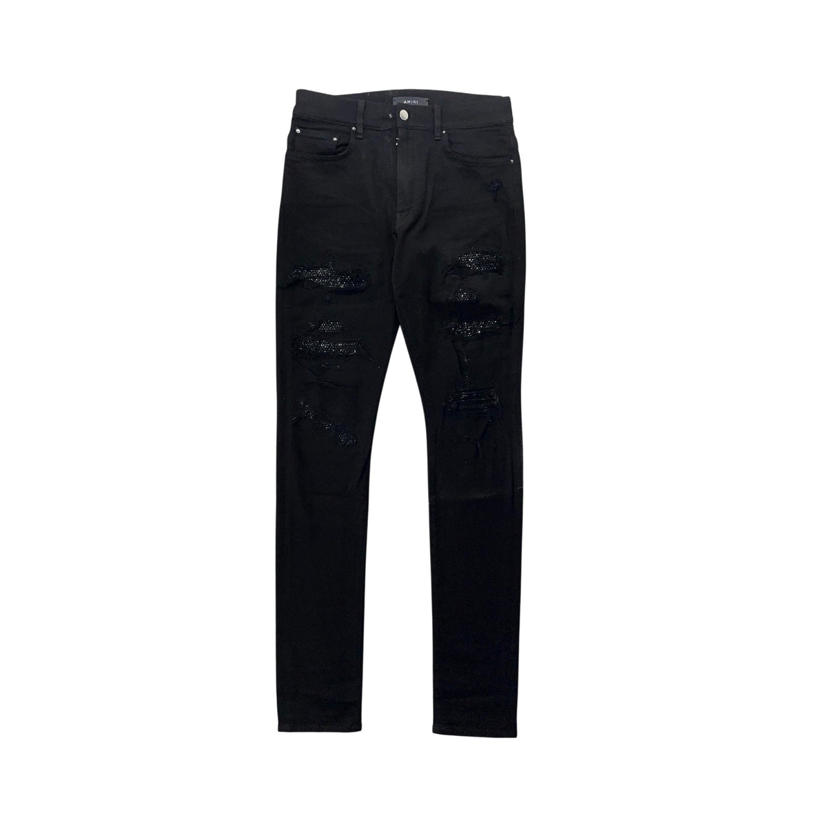 Amiri Swarovski Crystal Thrasher Black Jeans